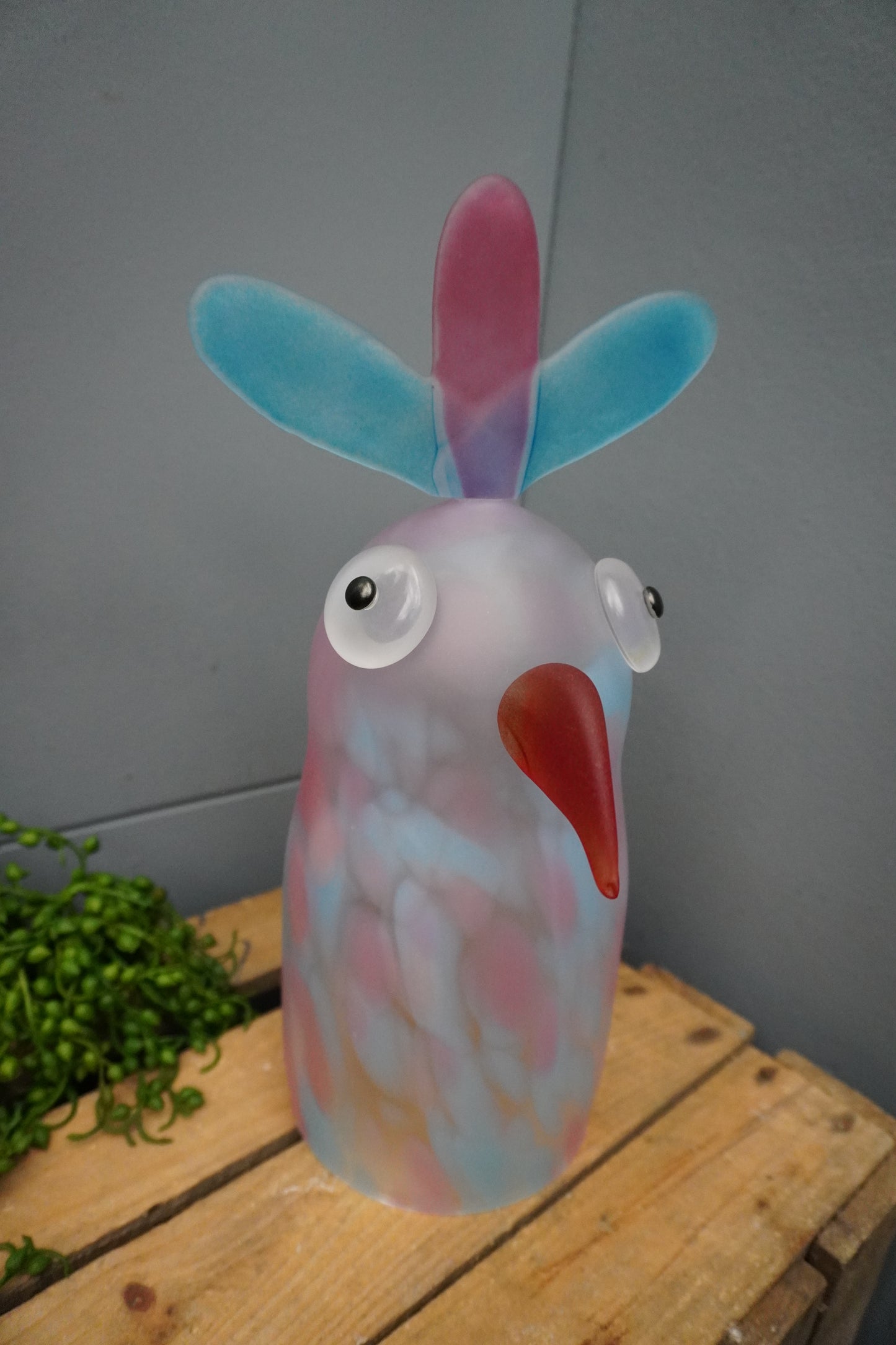 Papegaai - 32cm, turquoise & roze