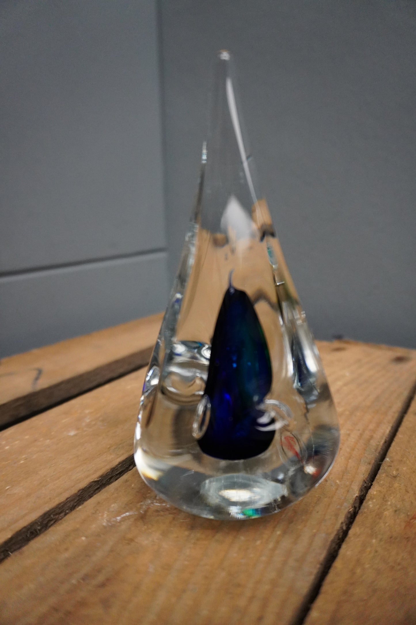Prisma van kristal - 15cm, groen/blauw