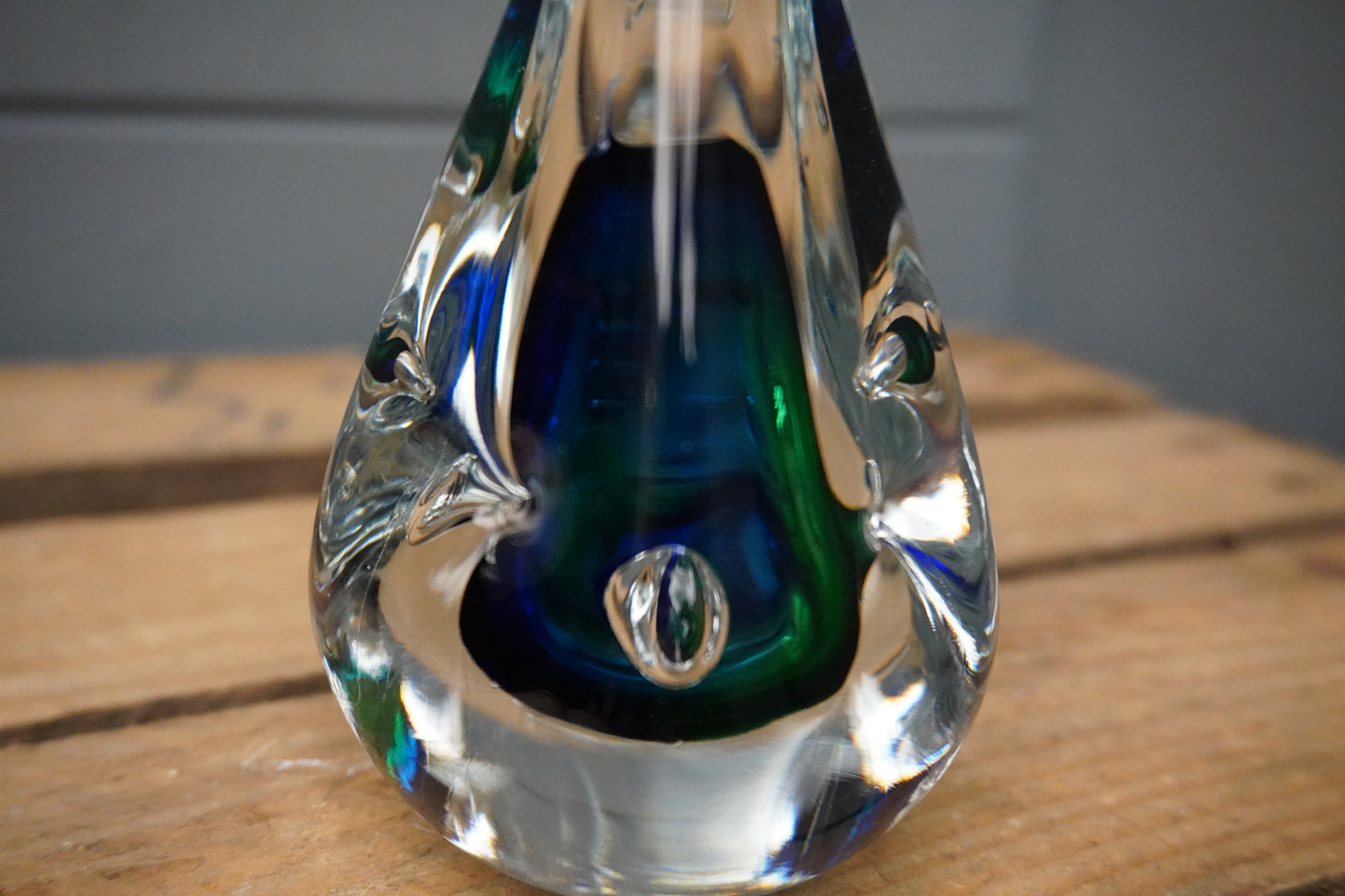 Prisma van kristal - 15cm, groen/blauw