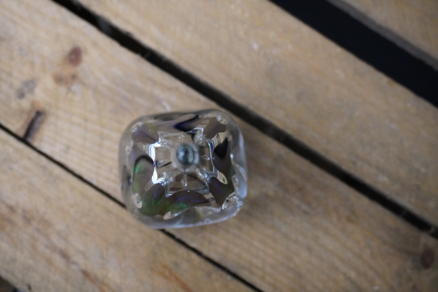 Prisma van kristal - 15cm, groen/blauw