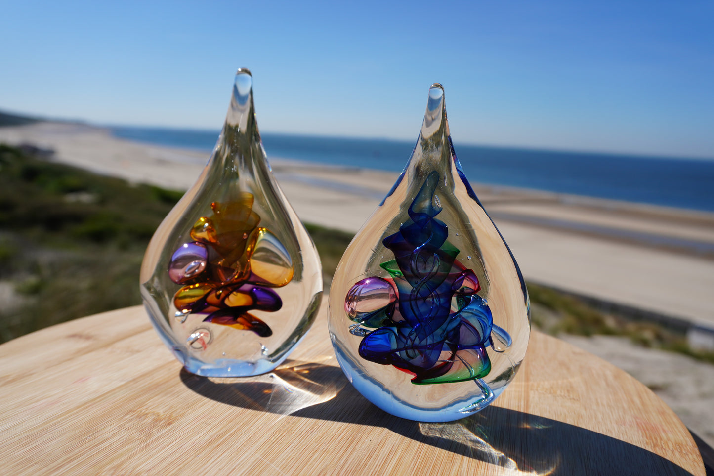 Boheems Kristal - druppel Ozzaro, rood/groen/blauw