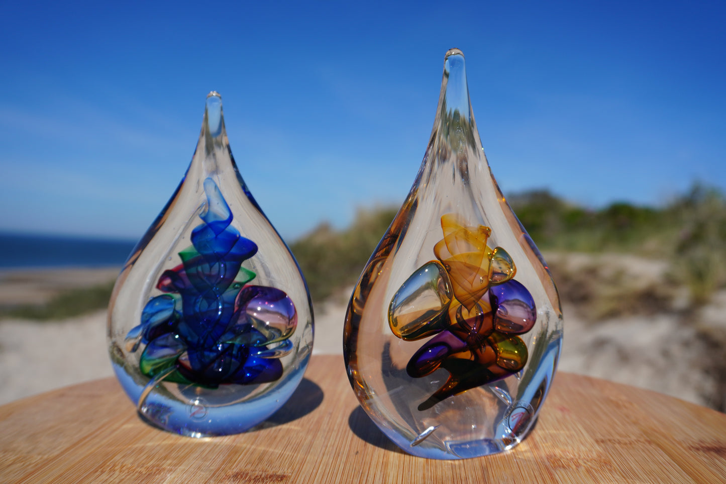 Boheems Kristal - druppel Ozzaro, rood/groen/blauw
