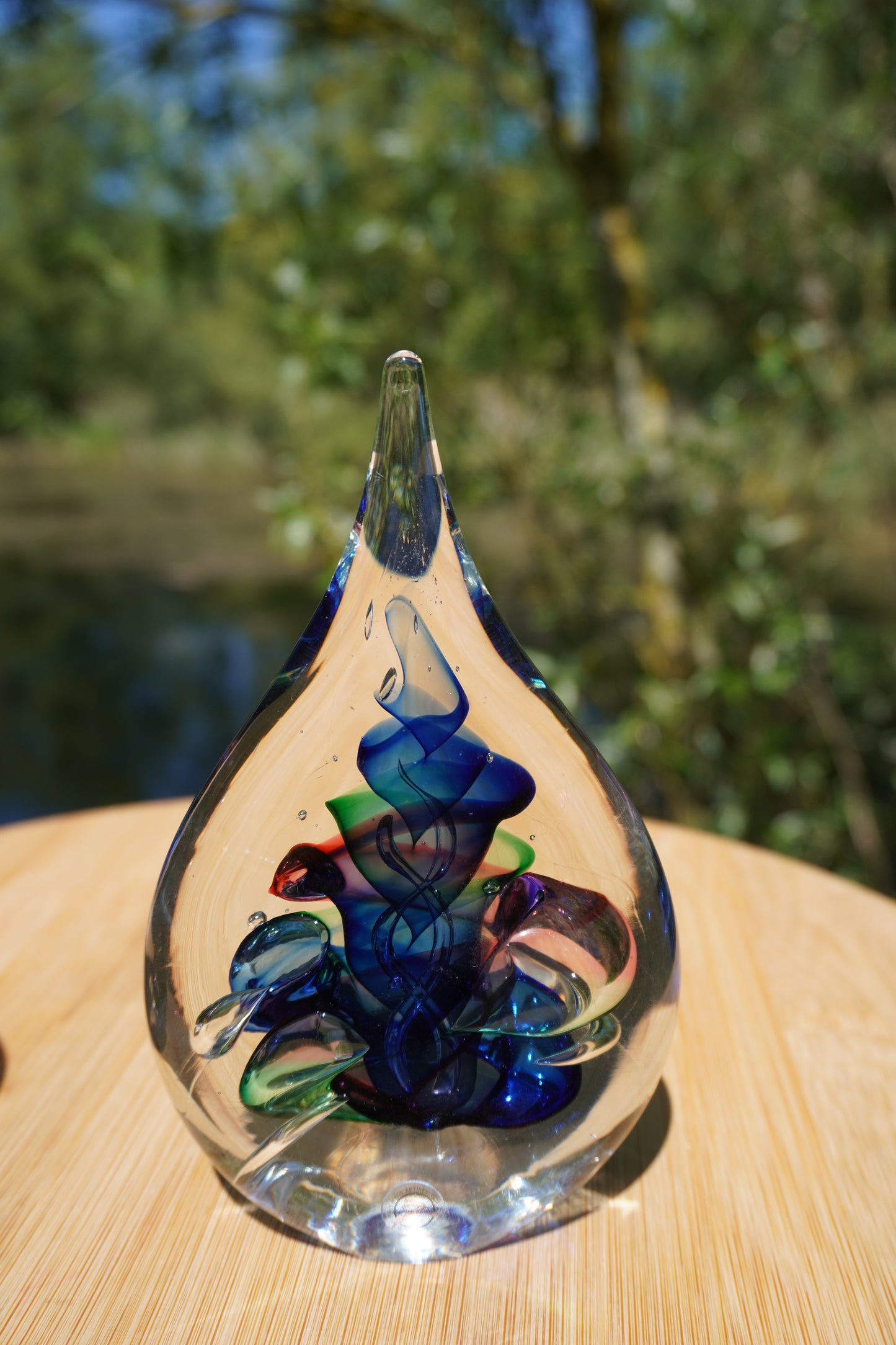 Boheems Kristal - druppel Ozzaro, rood/groen/blauw