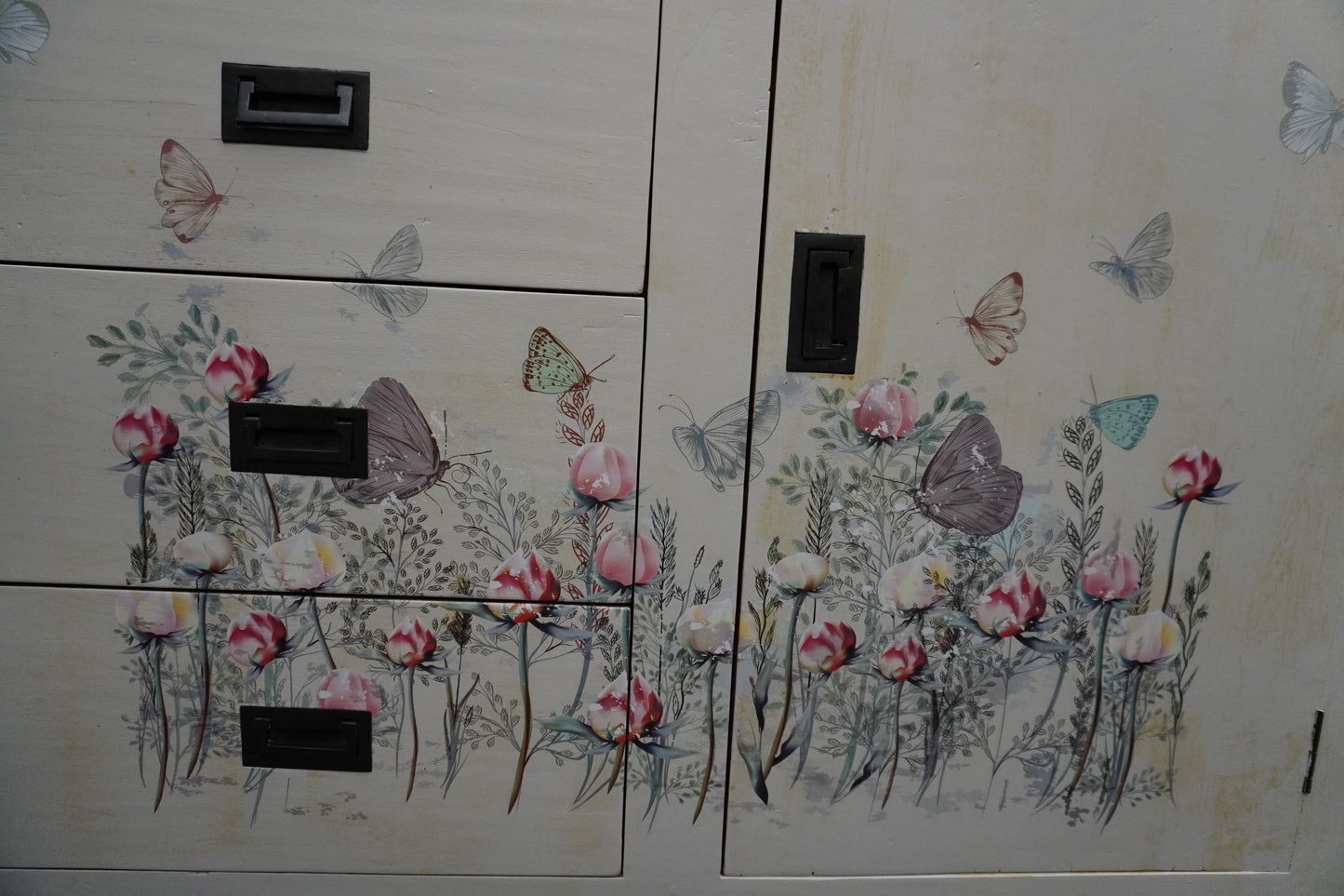 Teak houten kast - peony fields