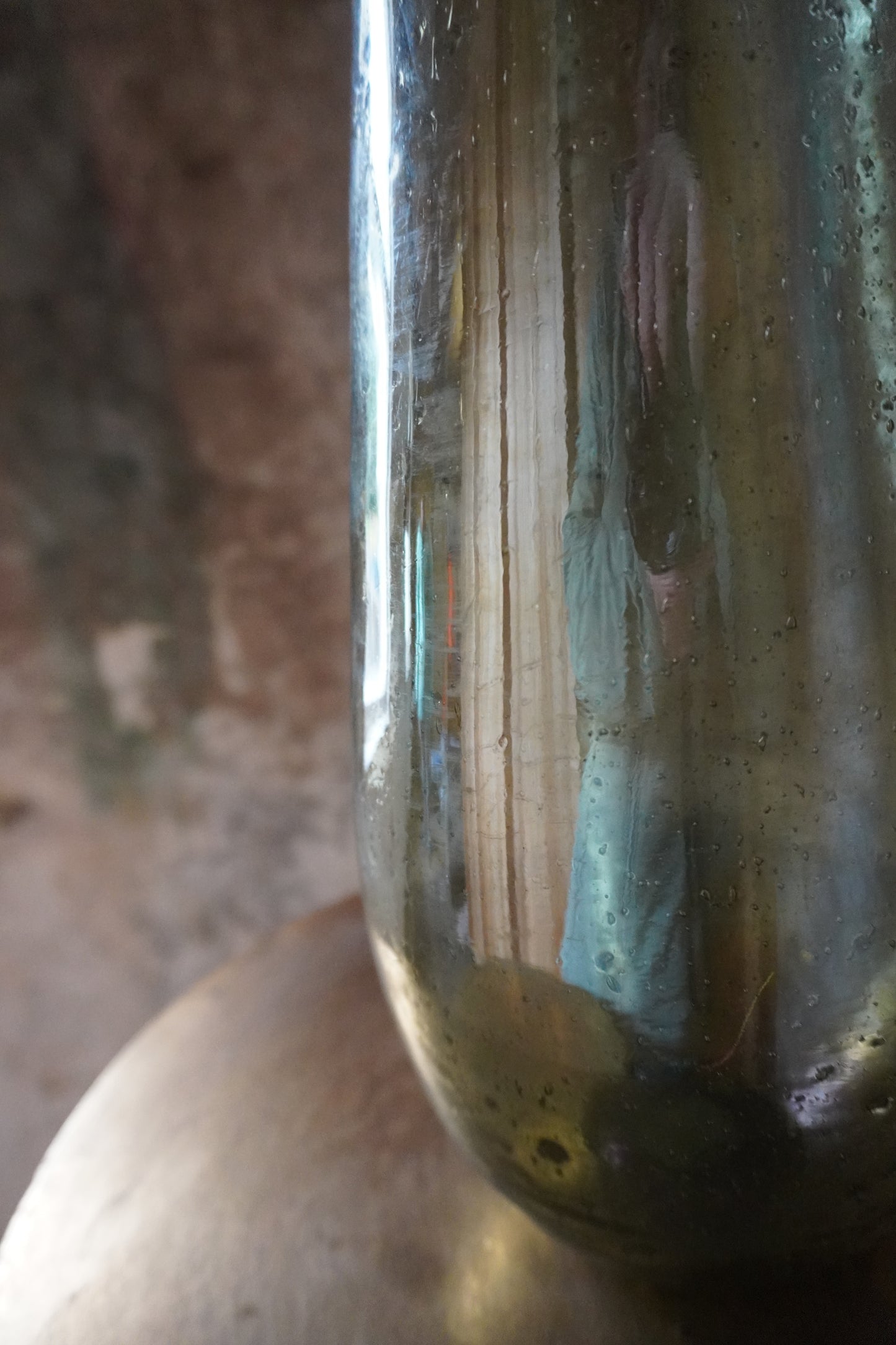 Glazen vaas - Groen/Olie, 45cm x 9cm