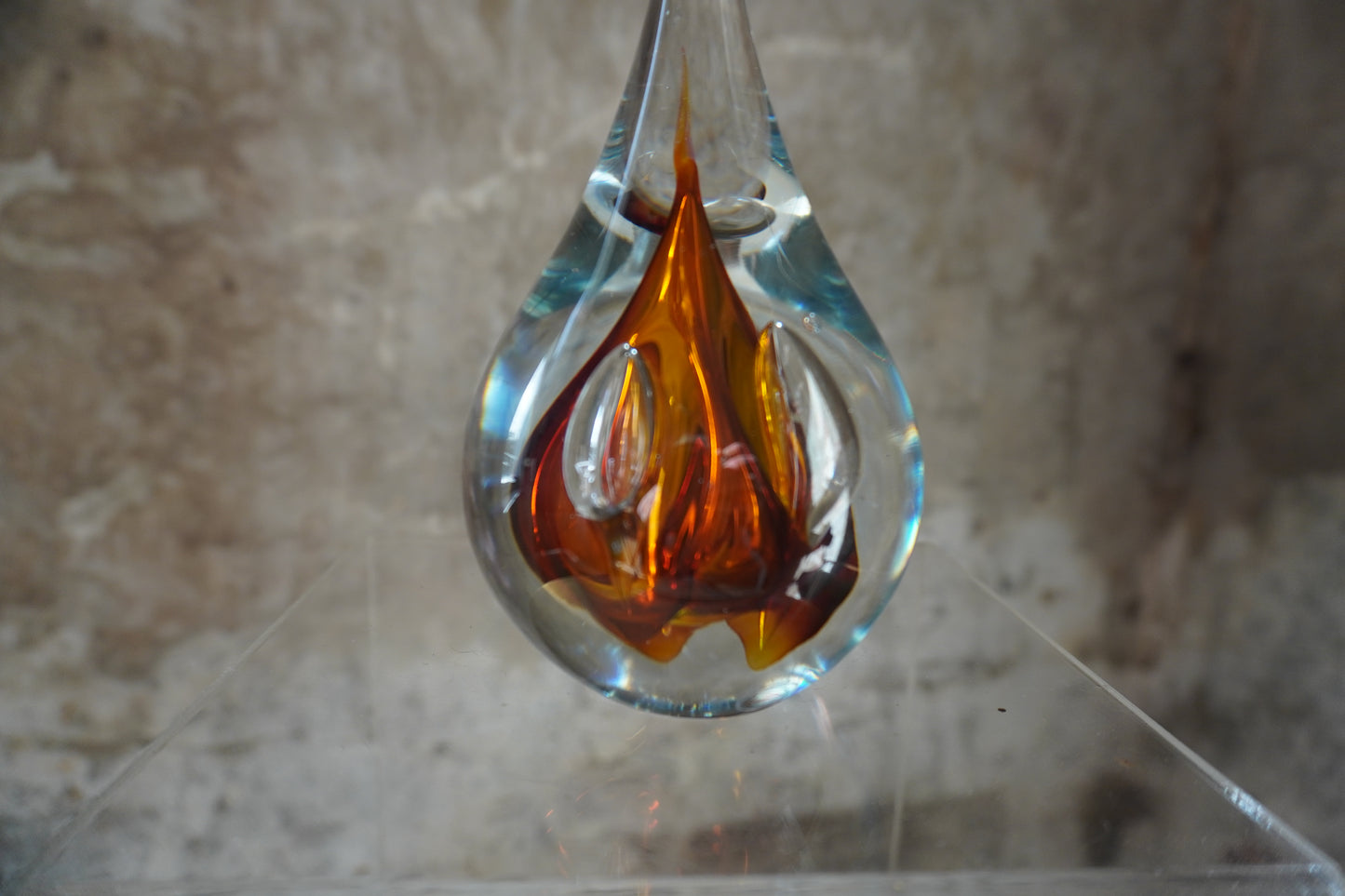 Druppel kristal - 12cm, Rood & Bruin