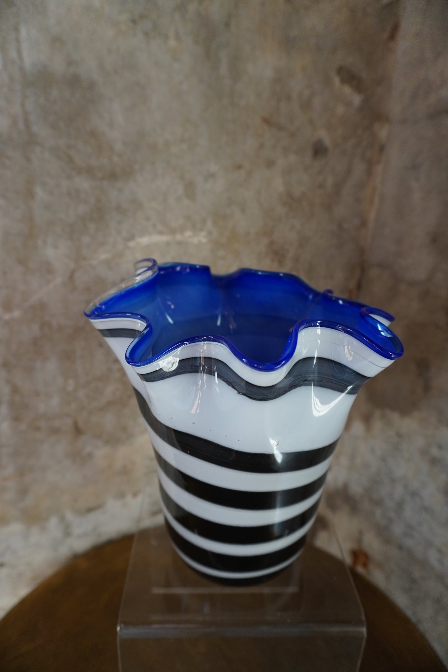Zebra vase - 20cm, Blue, Purple & Black