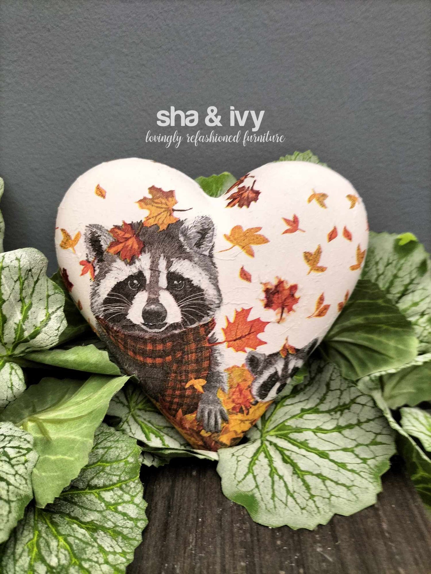 Decoupage hart - wasbeer