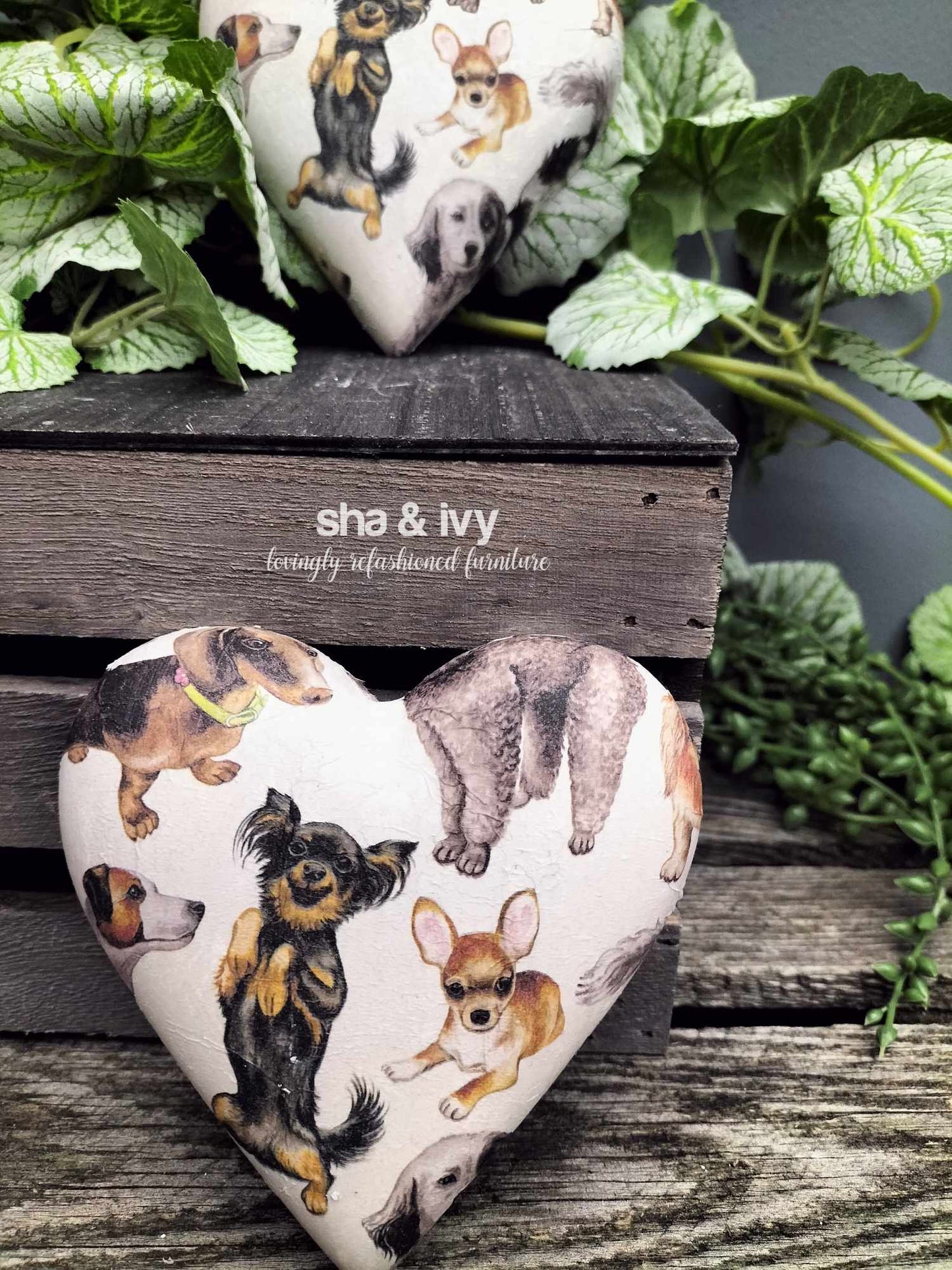 Decoupage hart - hondjes