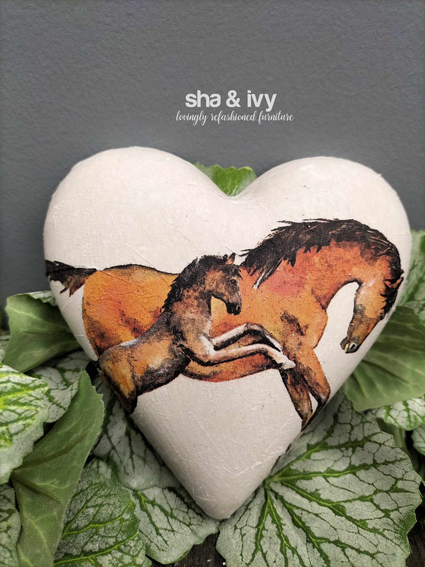 Decoupage hart - paarden