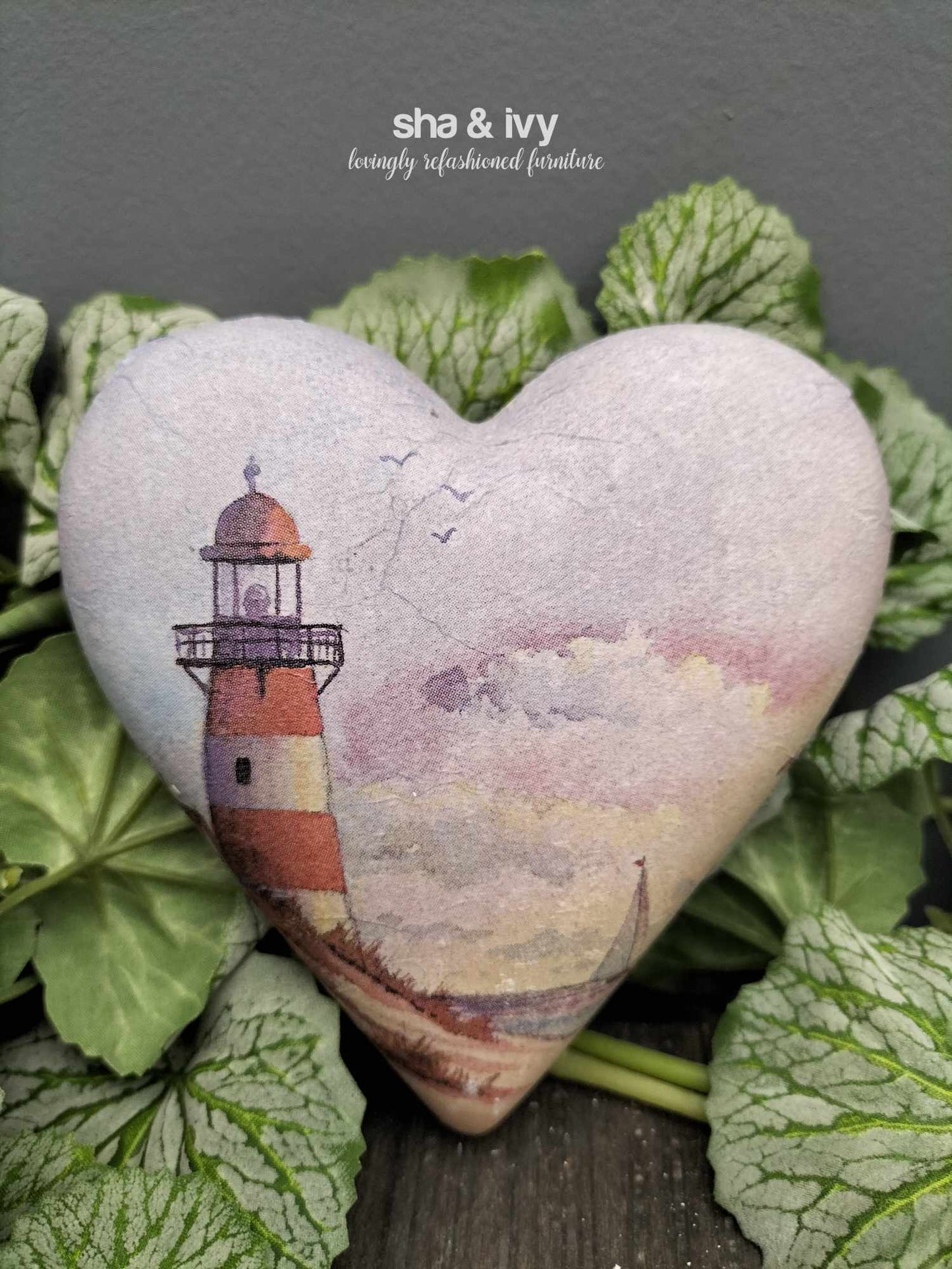 Decoupage hart - vuurtoren