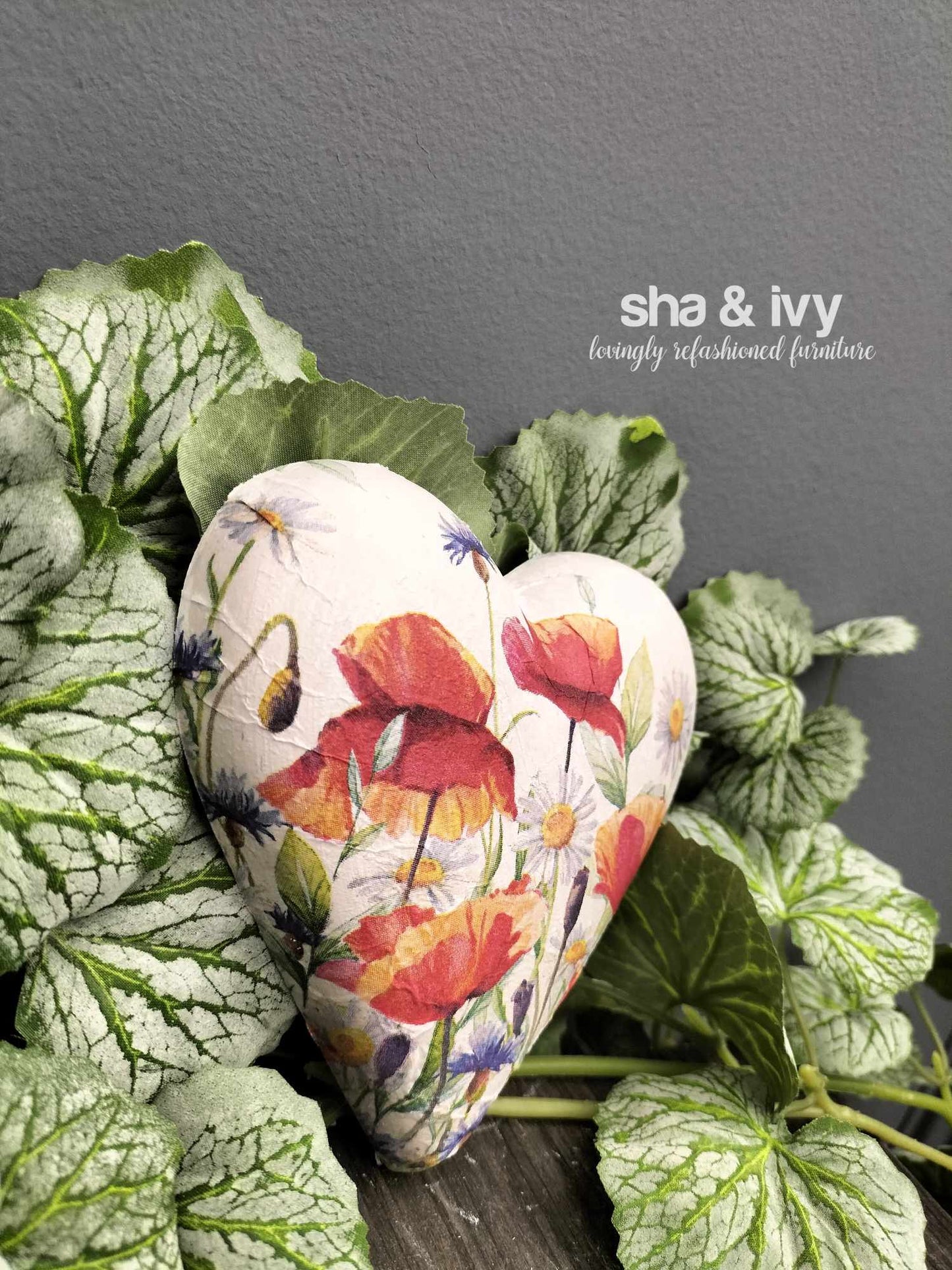 Decoupage hart - klaprozen