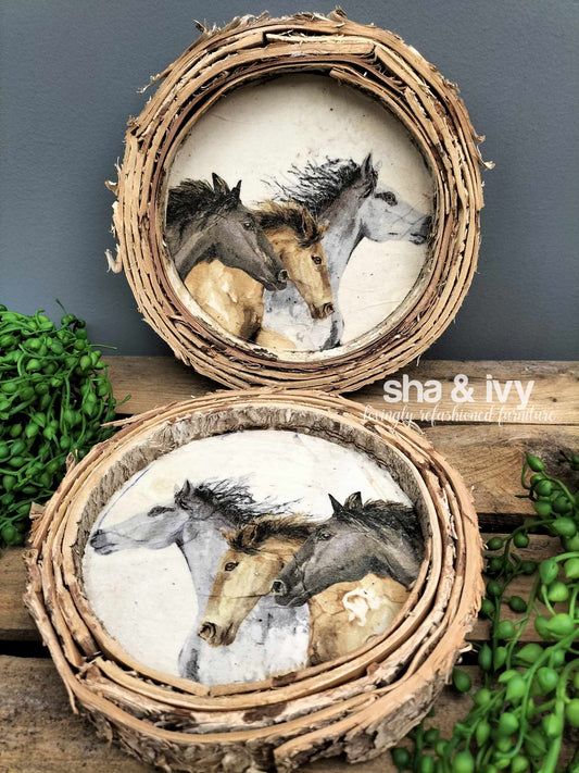 Birch tray 3 paarden