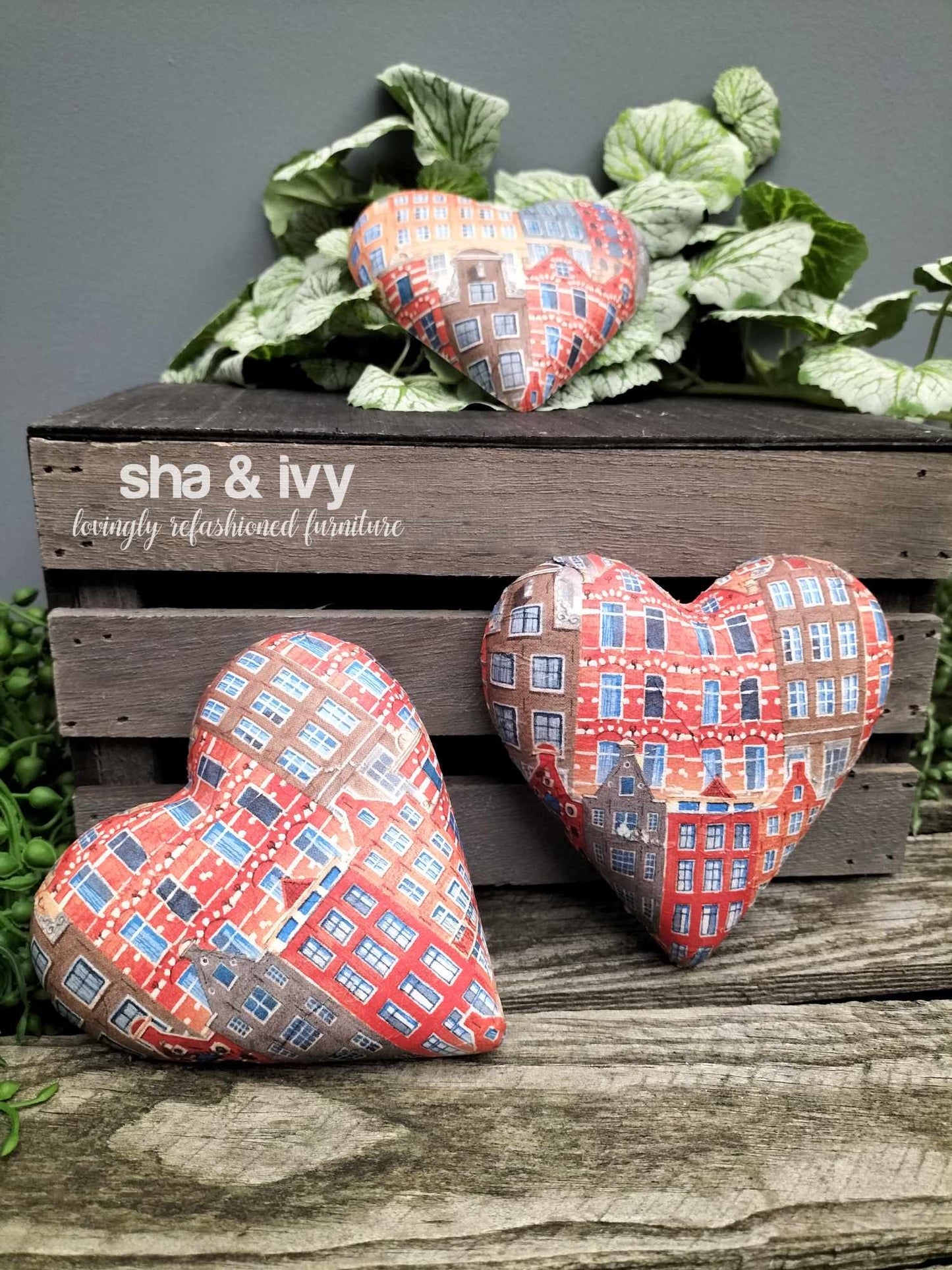 Decoupage hart - grachtenpanden
