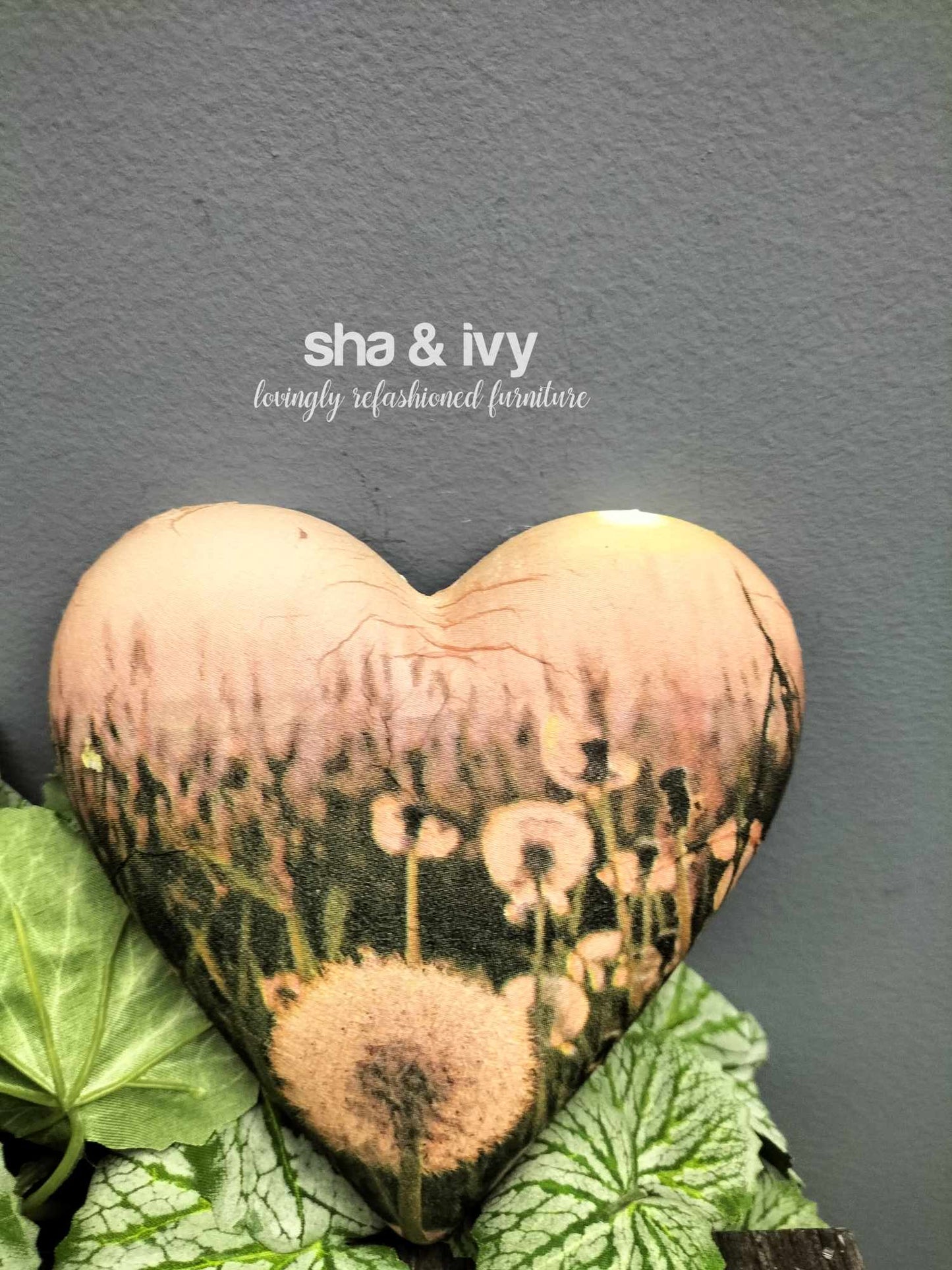 Decoupage hart - paardenbloemen