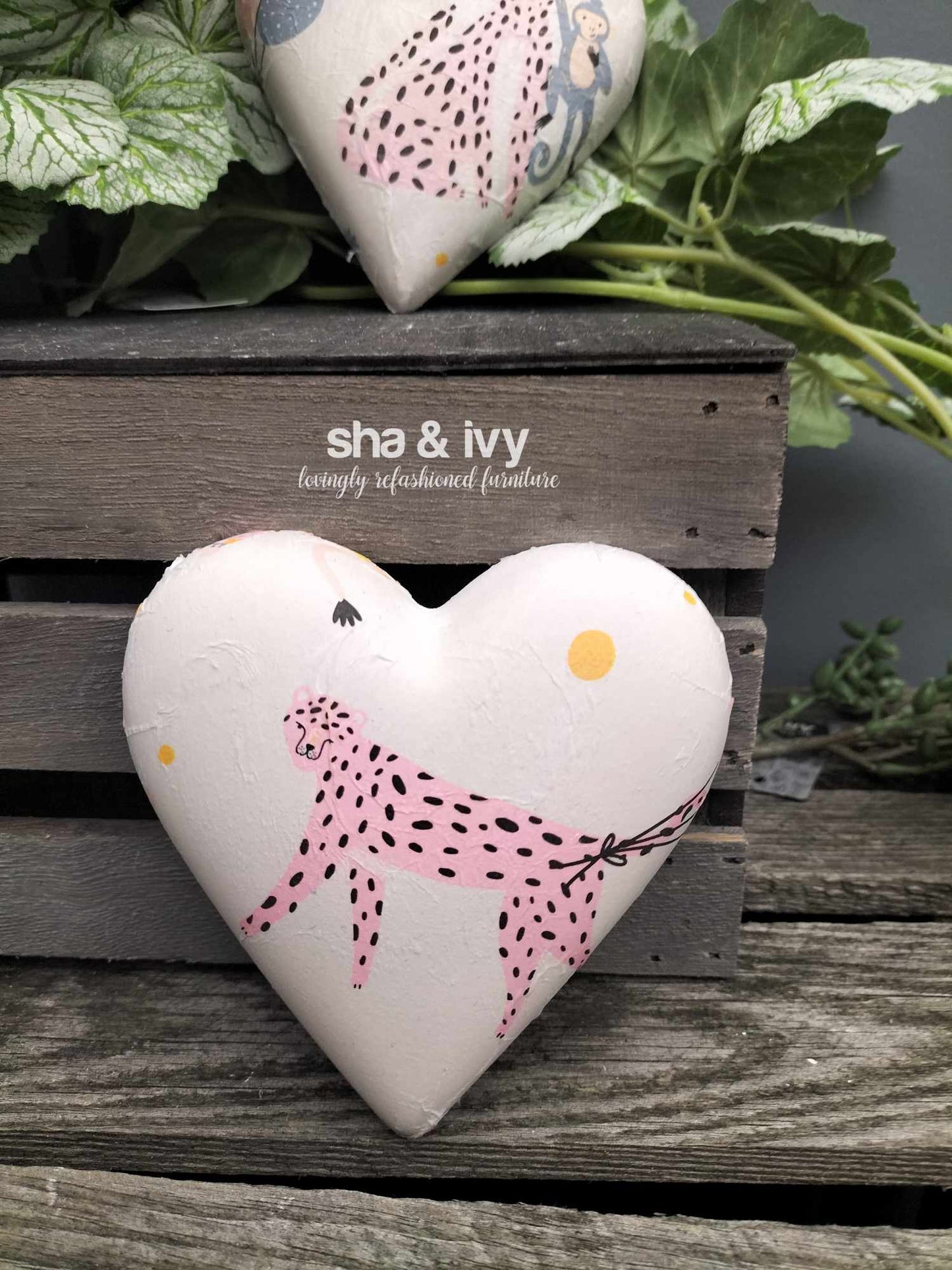 Decoupage hart - pink panther