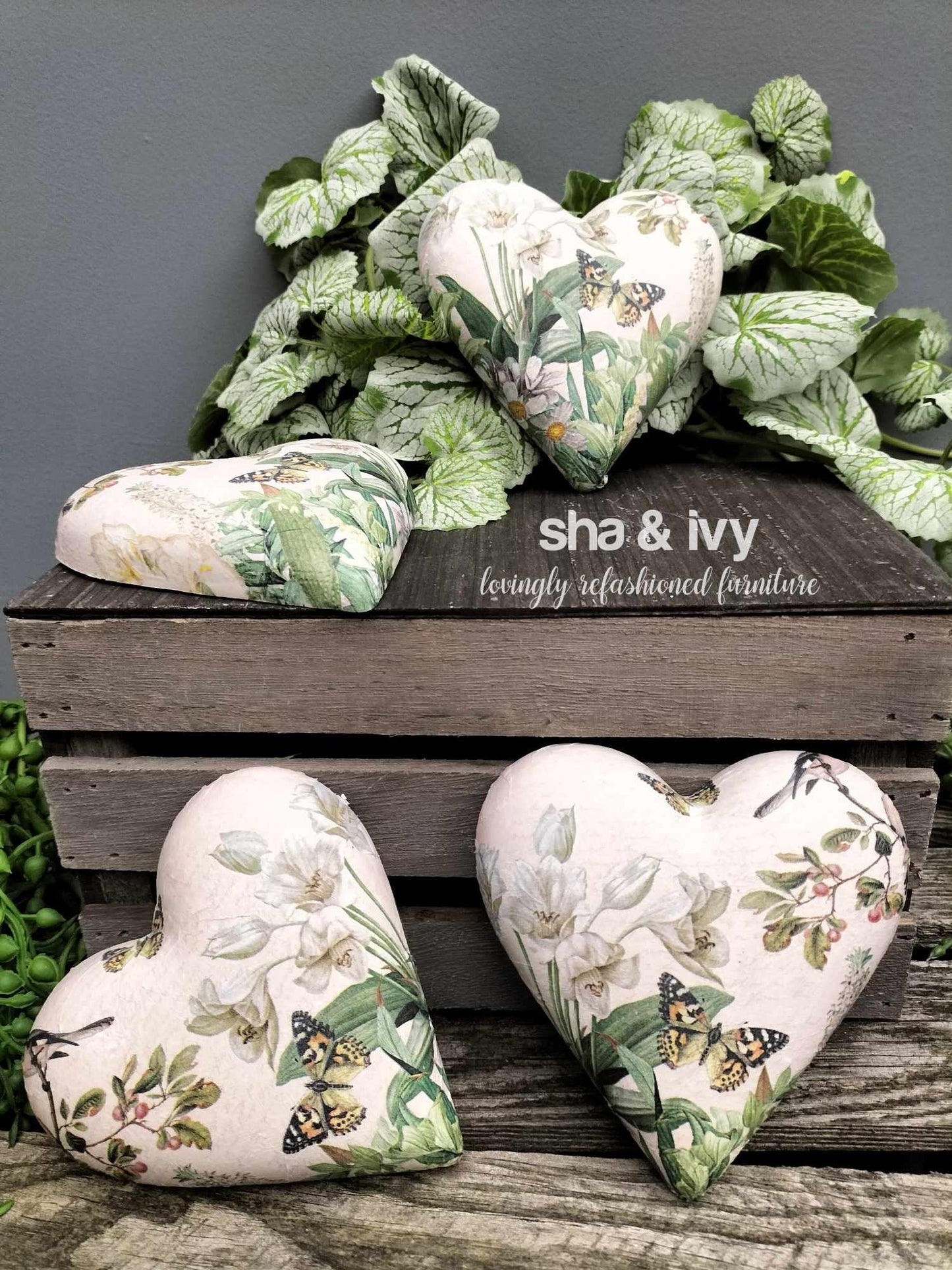 Decoupage hart - vlindertuin