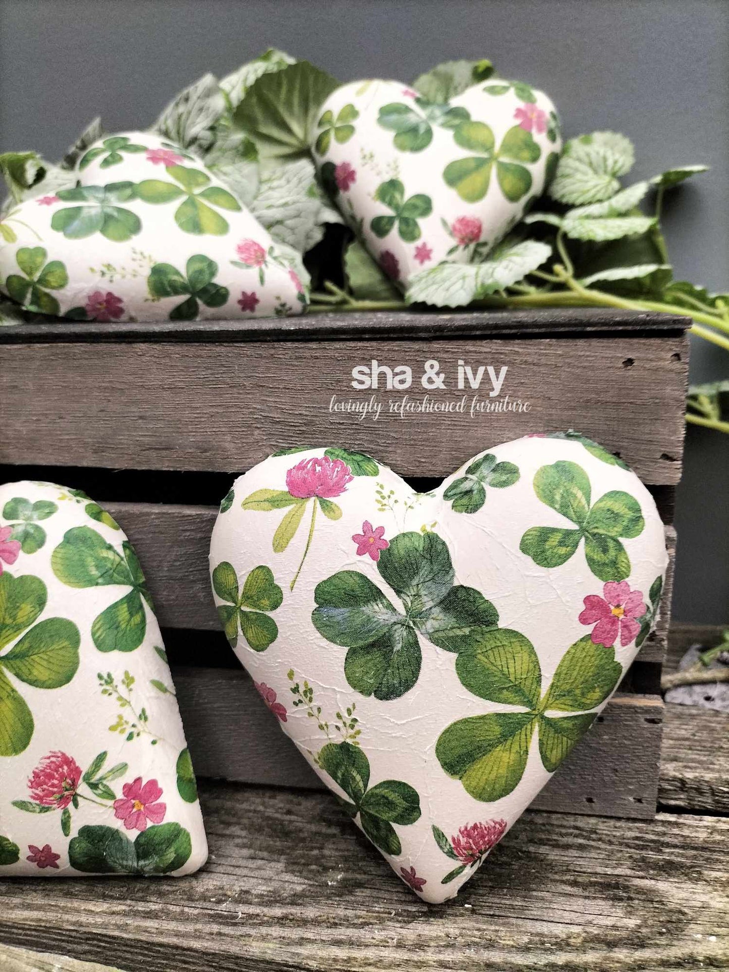 Decoupage hart - klavertje vier