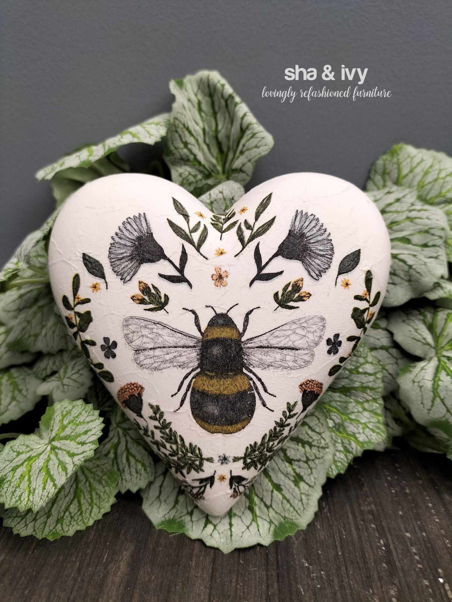 Decoupage hart - honingbij