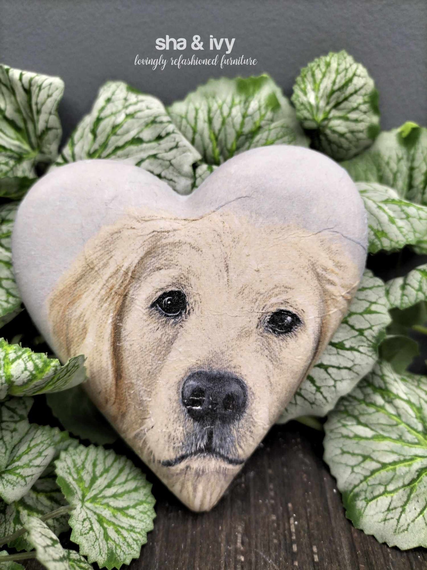 Decoupage hart - golden retriever