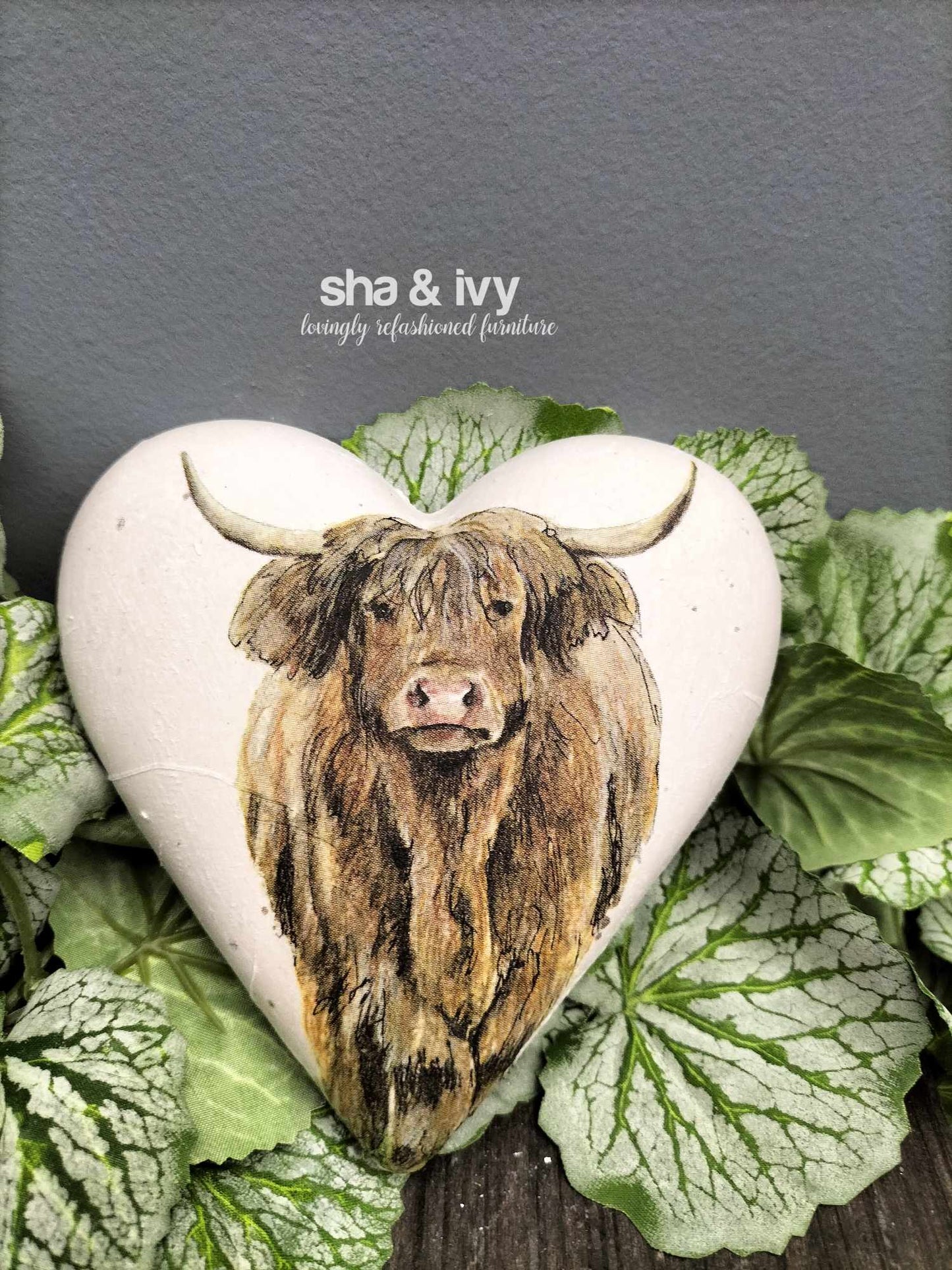 Decoupage hart - schotse hooglander