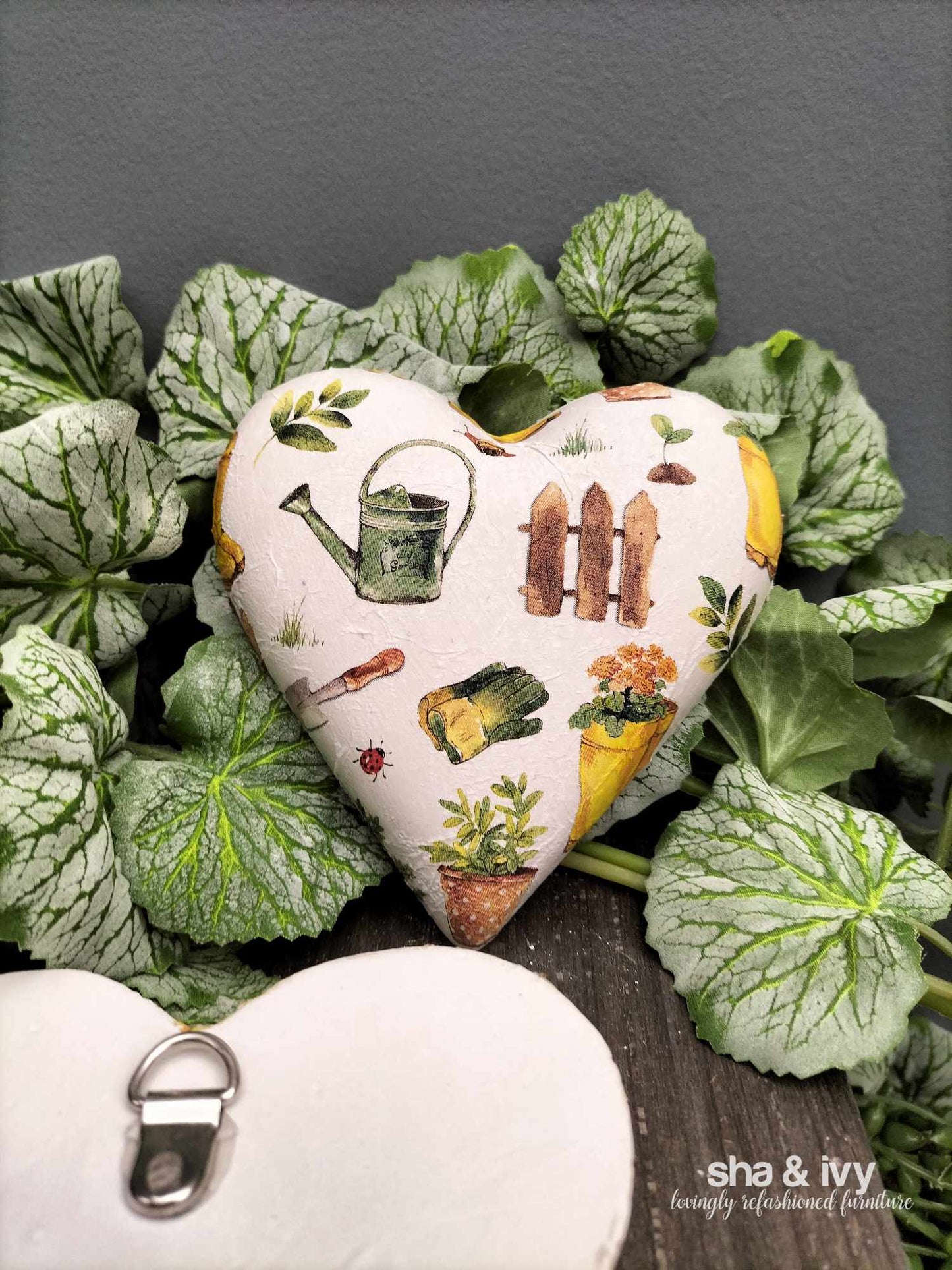 Decoupage hart - tuinieren