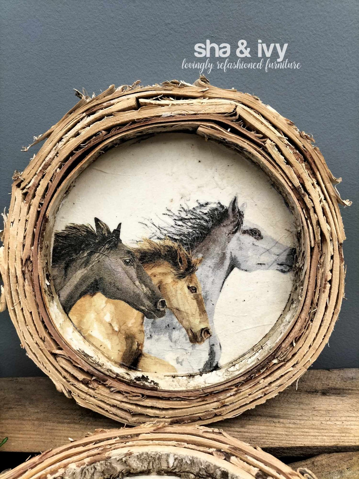 Birch tray 3 paarden