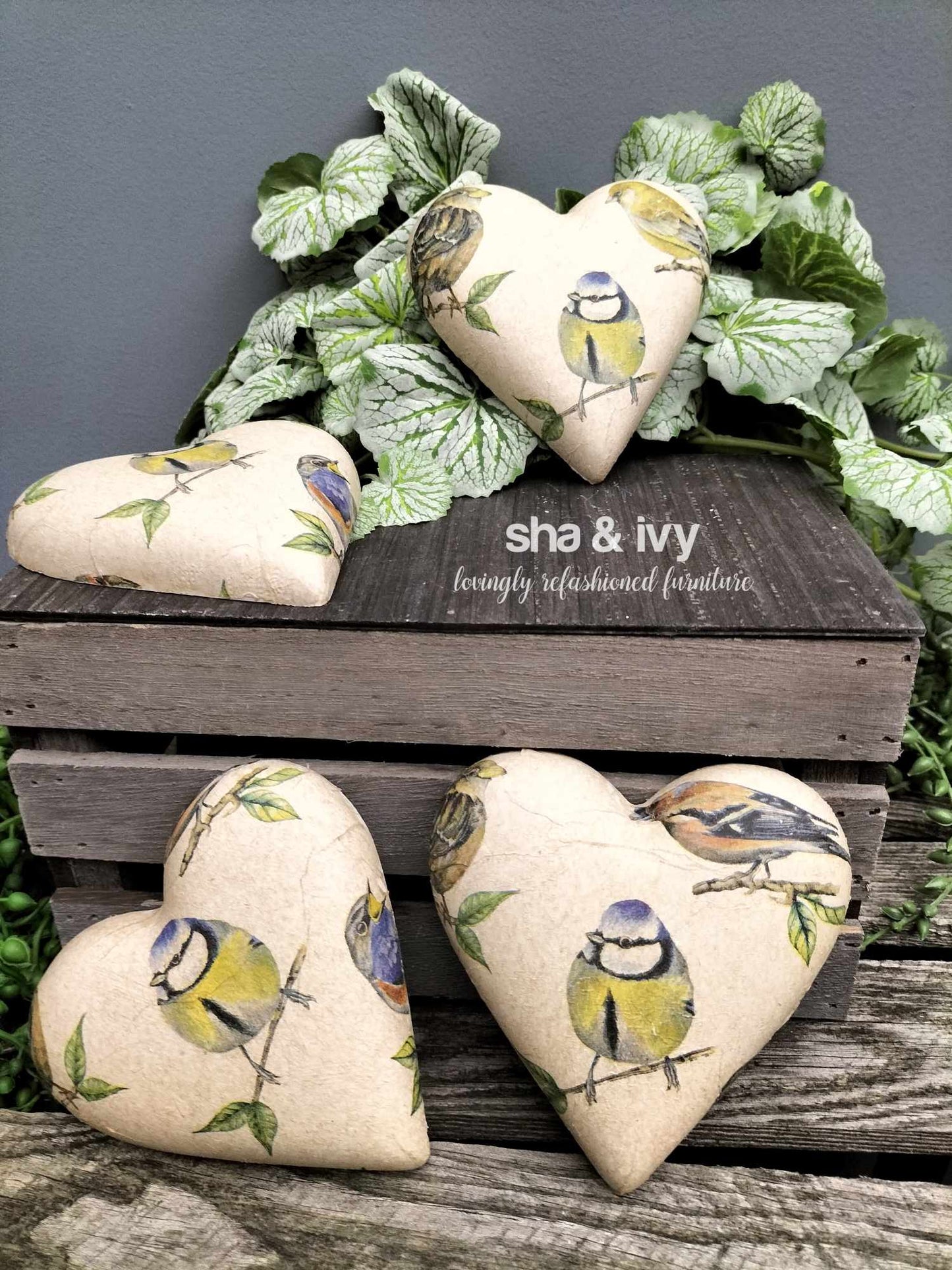 Decoupage hart - mezen