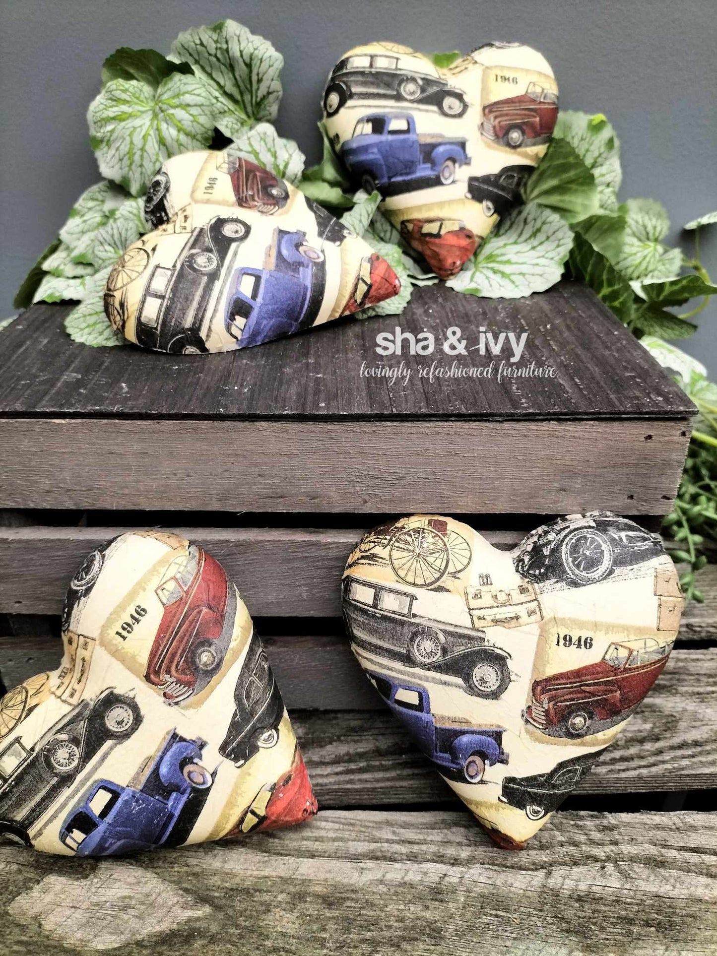 Decoupage hart - klassieke autos