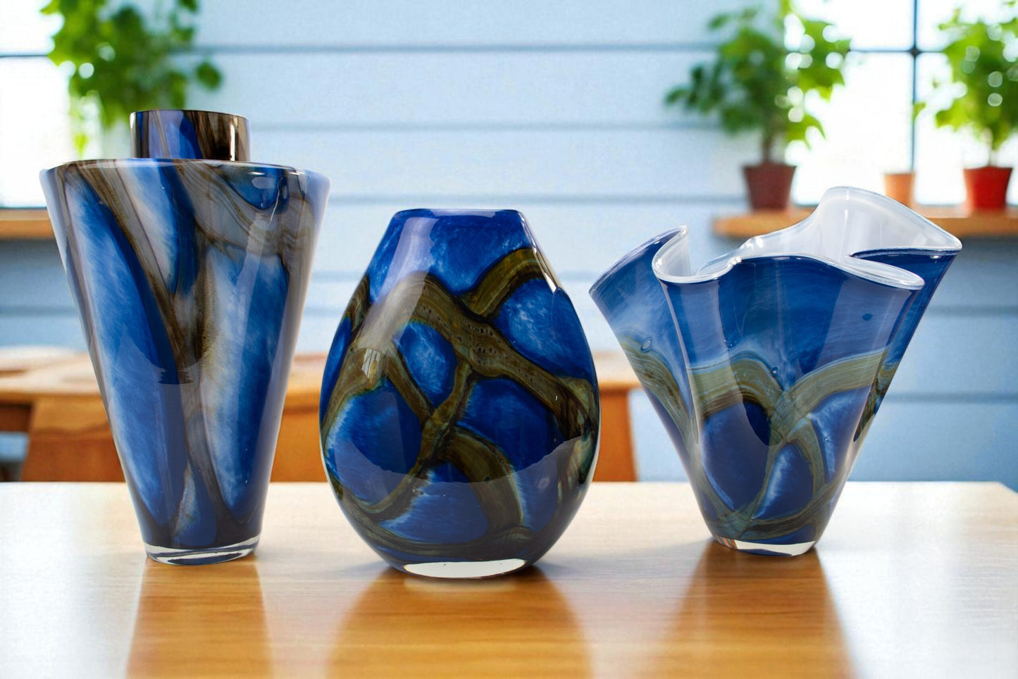 Glazen vaas - Blue Lagoon, 30cm