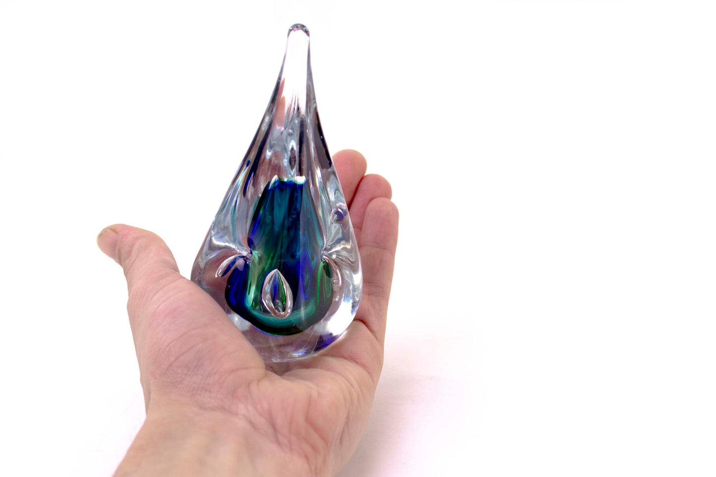 Prisma van kristal - 15cm, groen/blauw