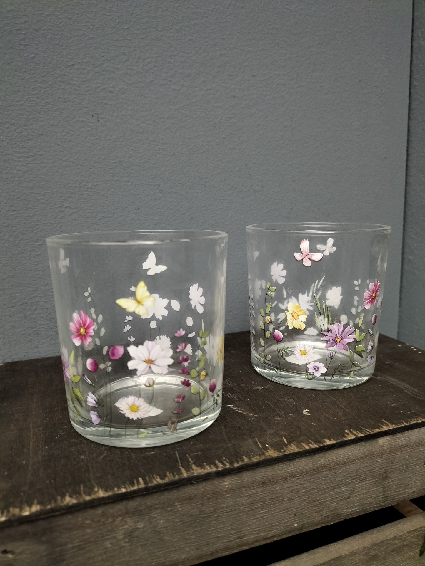 Waxinelicht houder - bloemen doorzichtige, 8cm