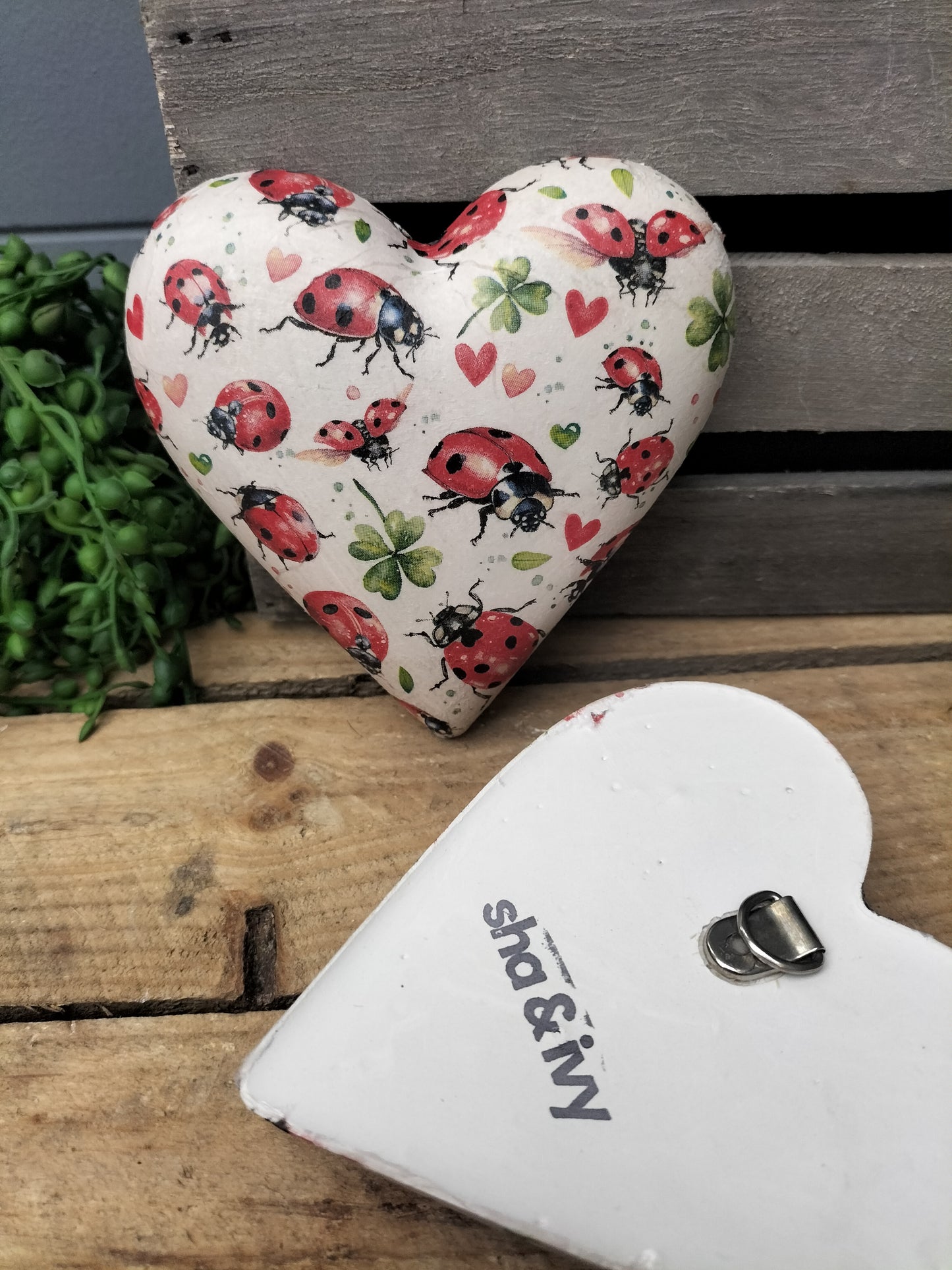 Decoupage hart - lieveheersbeestjes