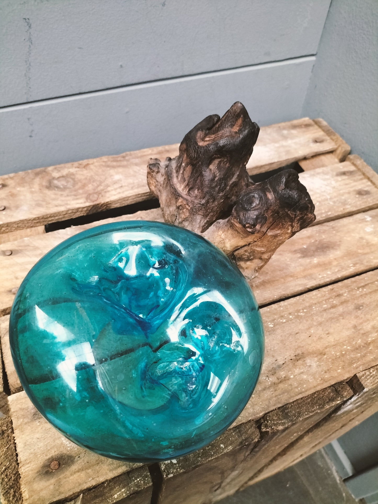 Glas op stronk - light blauw, 16cm x 18cm