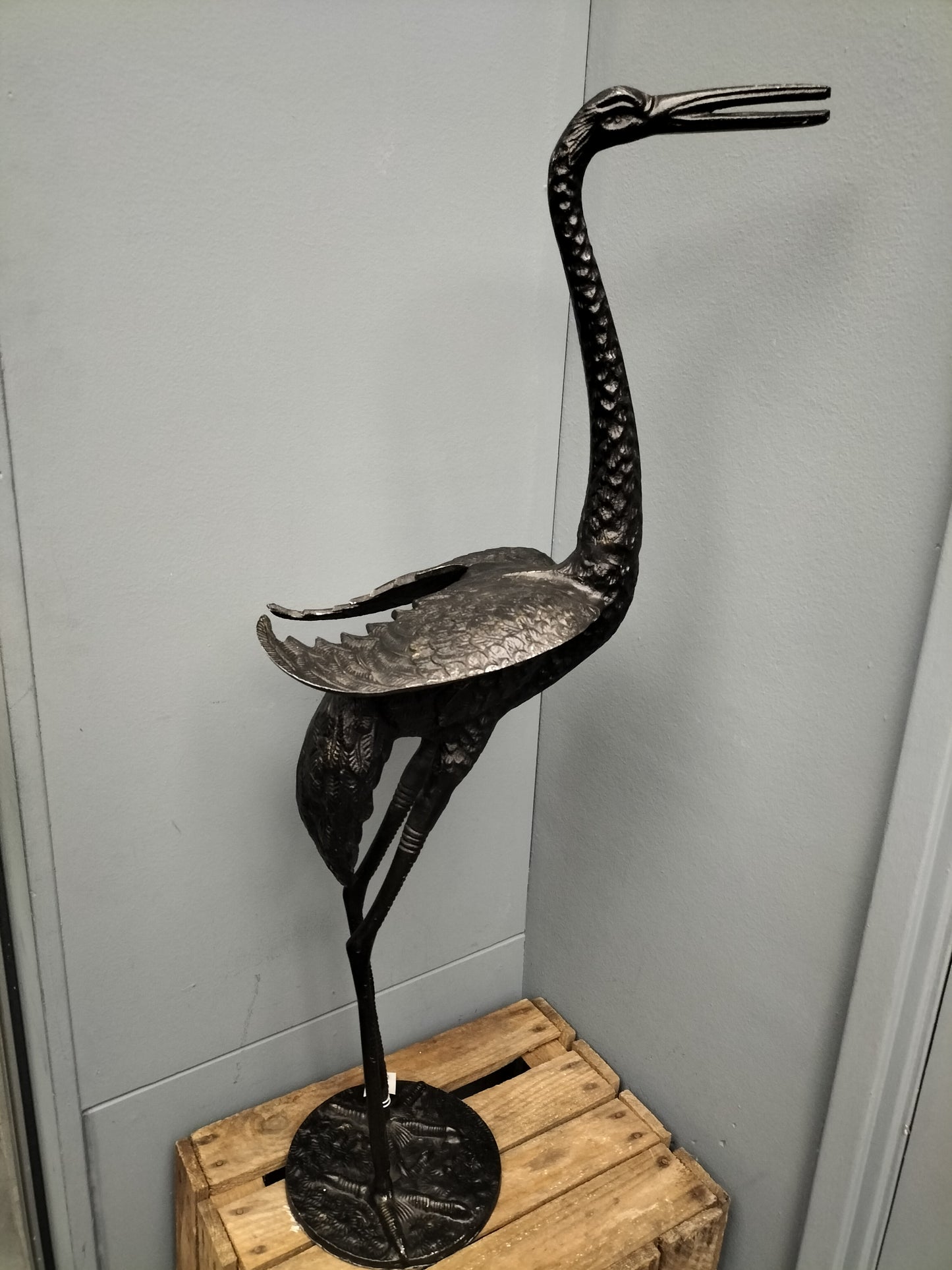 Ornament kraan vogel - aluminium, 85cm x 26cm x 26cm