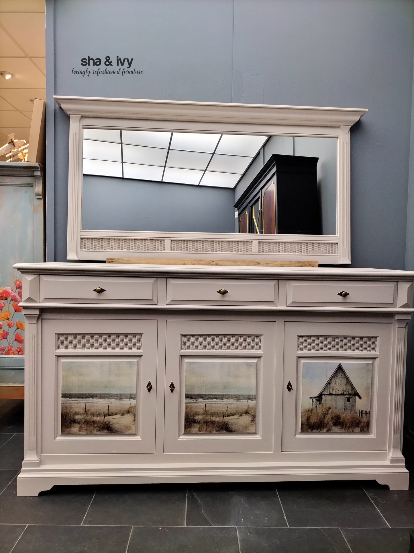 Beach dresser with mirror