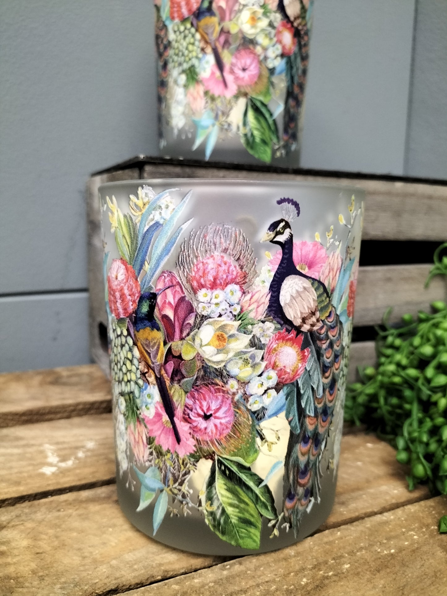 Waxinelicht houder - pauwen, 8cm & 12.5cm