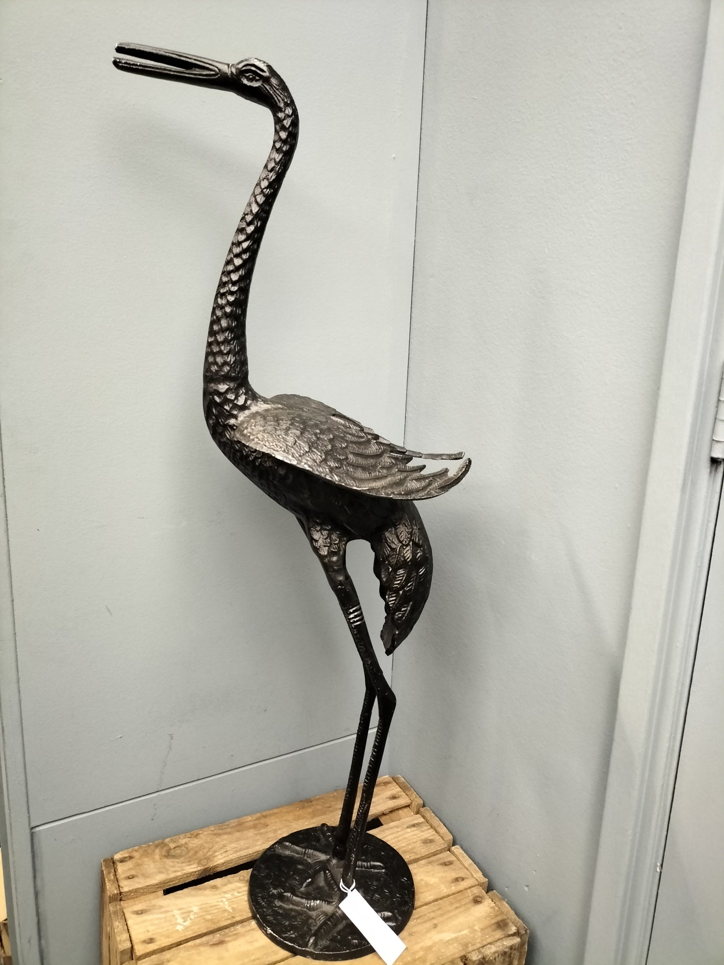 Ornament kraan vogel - aluminium, 85cm x 26cm x 26cm