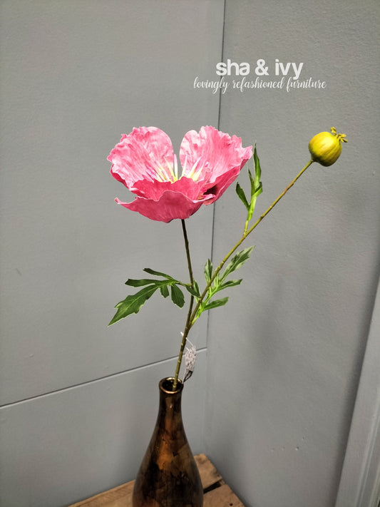 Klaproos spray - roze 82cm