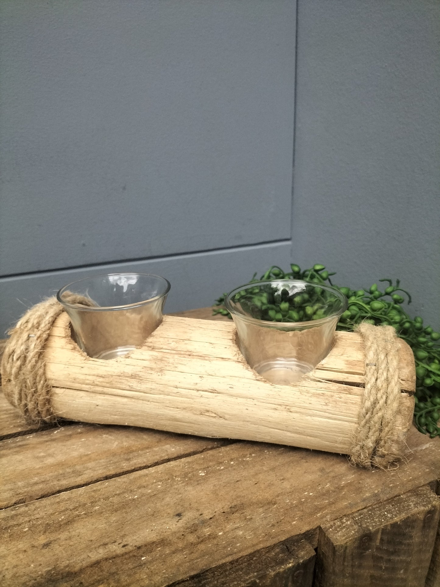 Waxinelicht houder - boomstam, enkel & dubbel