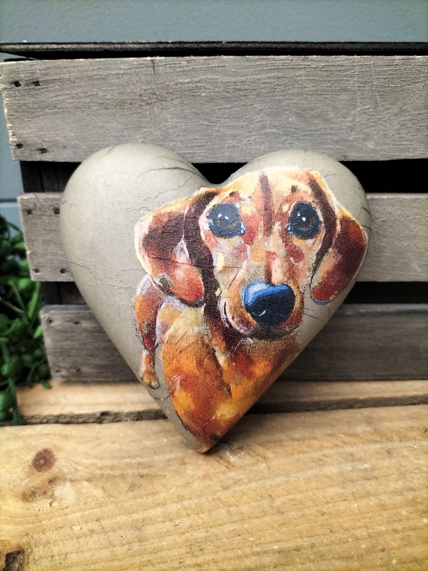 Decoupage hart - teckel