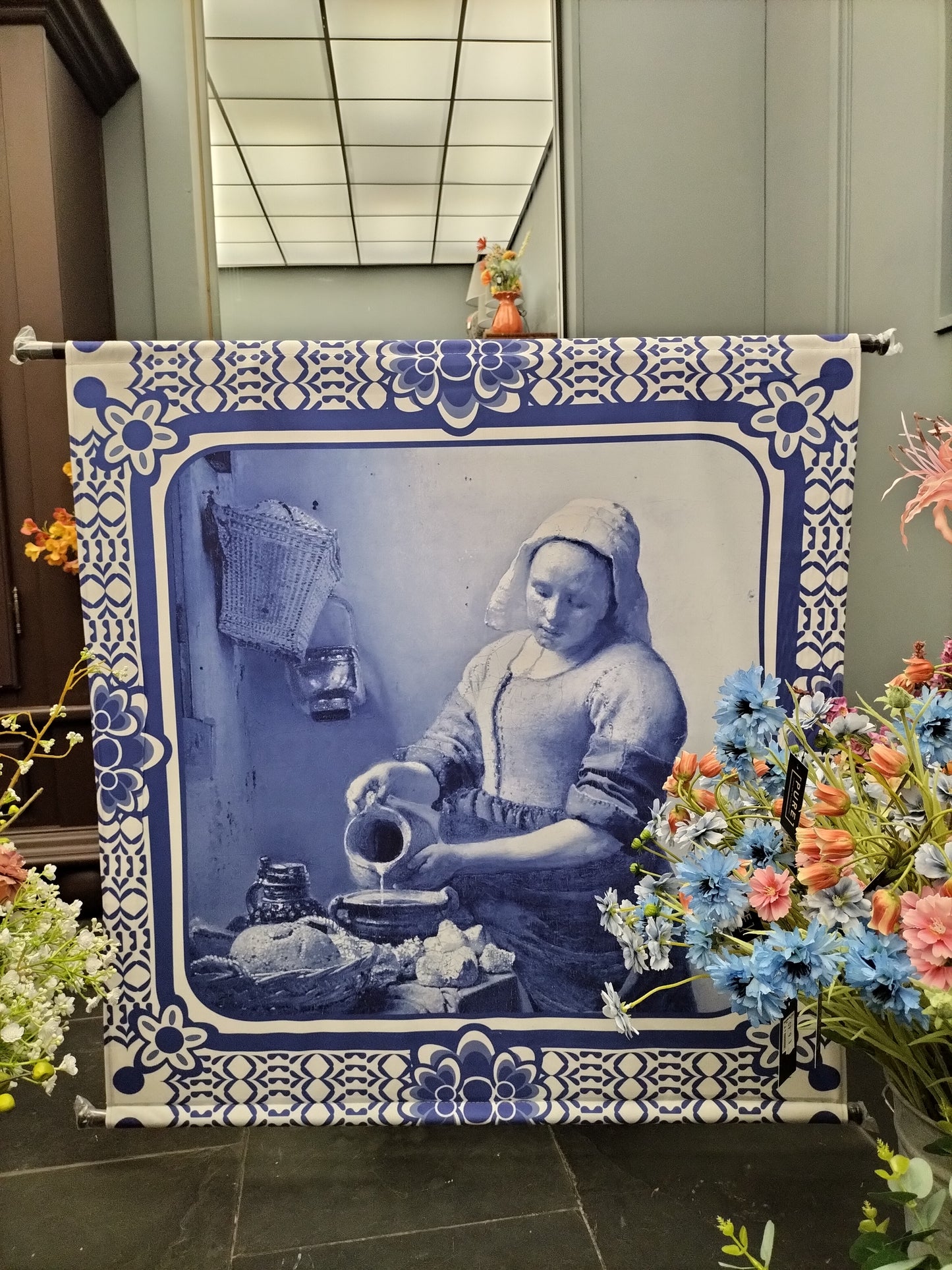 Wand doek - melkmeisje, blauw, 105cm