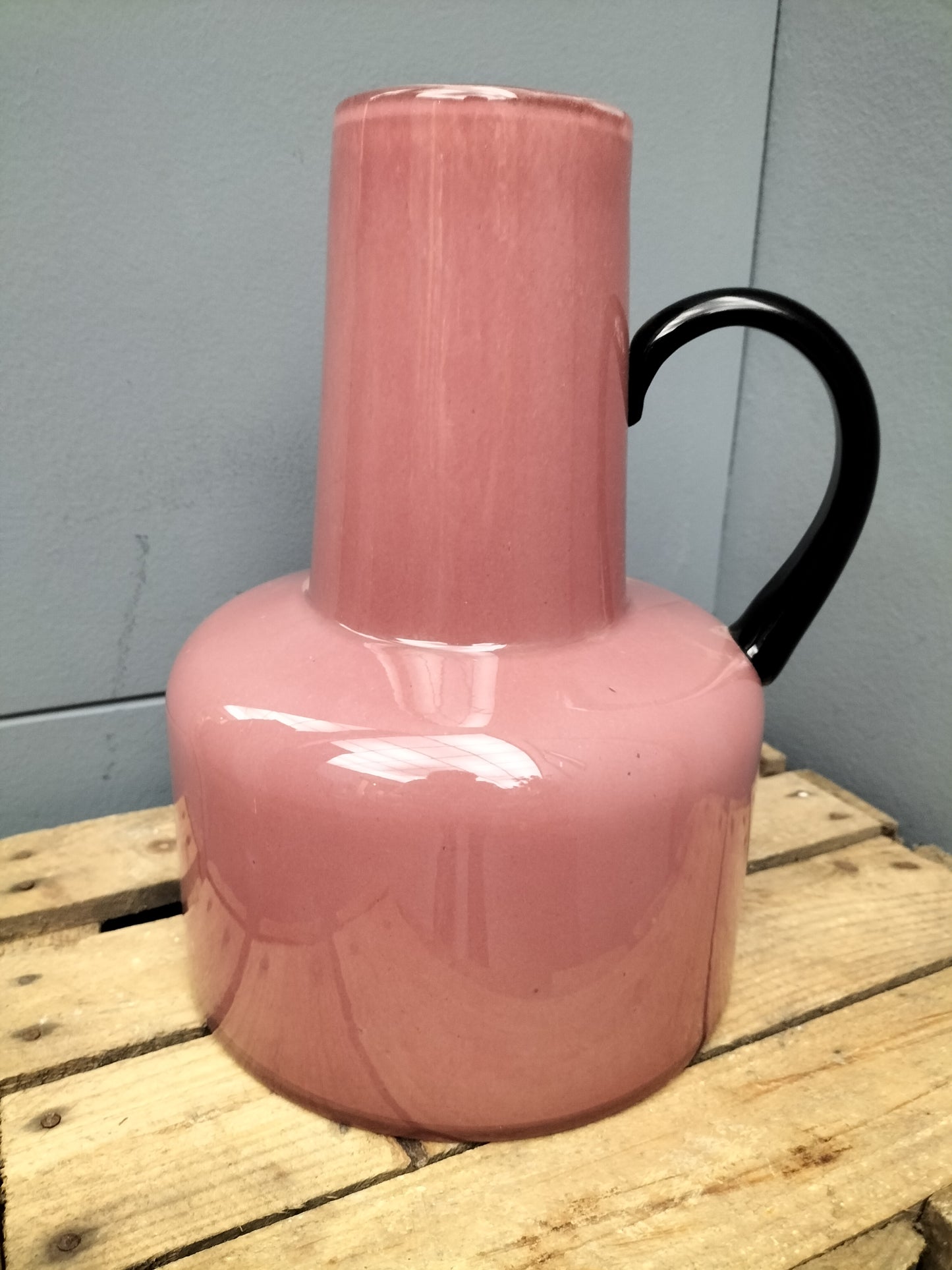 Glazen vaas - 28cm, roze, zwart