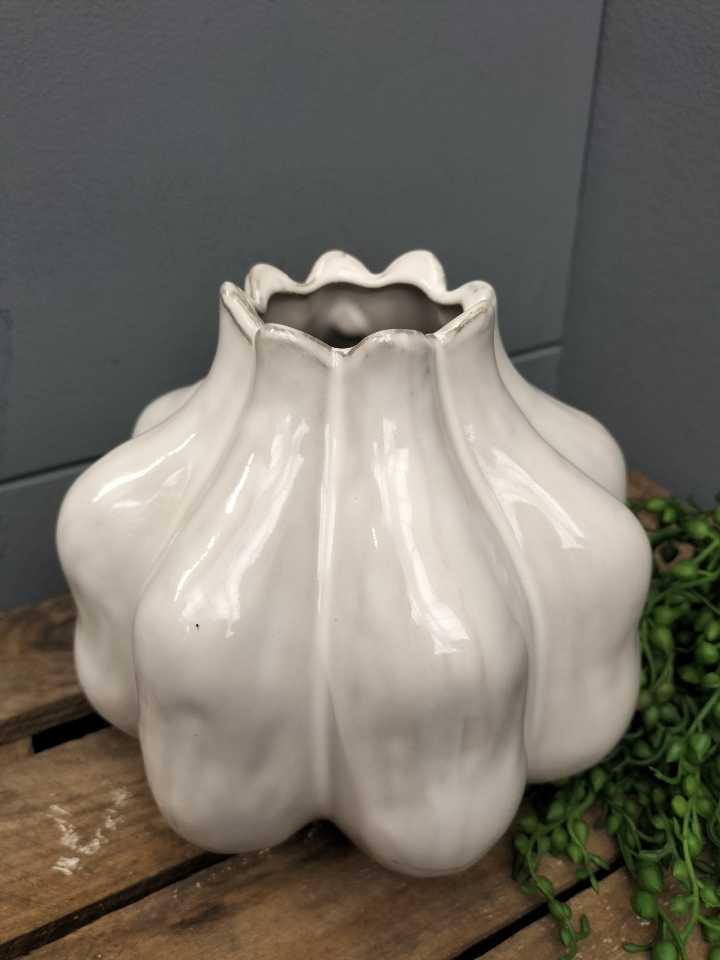 Aardewerk vaas - 16.5cm, creme, taupe