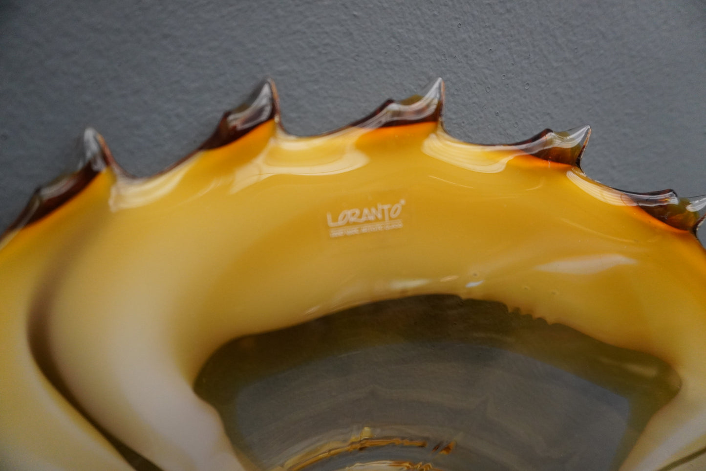 Oester schaal - transparant/oker, 40cm