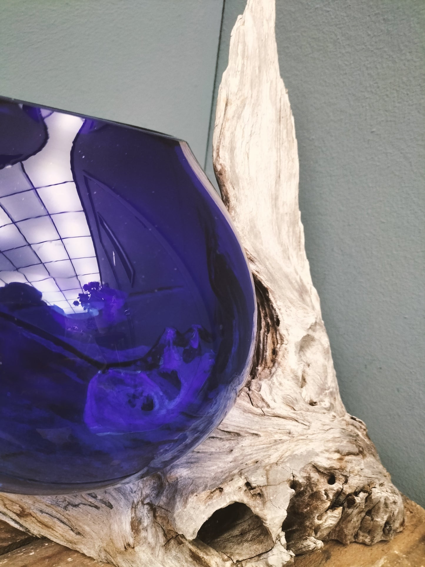 Glas op stronk - donker blauw, 50cm x 32cm