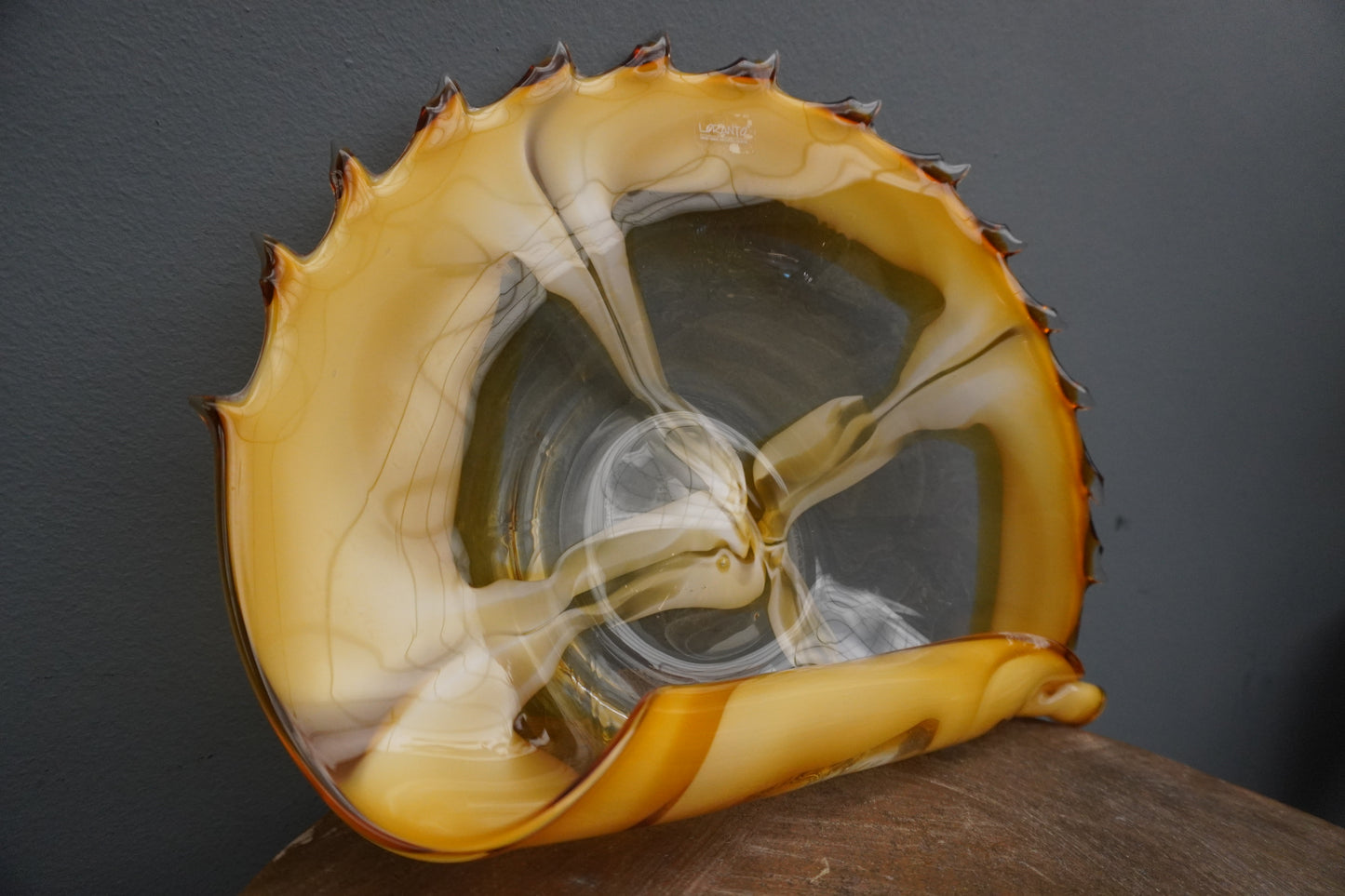 Oester schaal - transparant/oker, 40cm