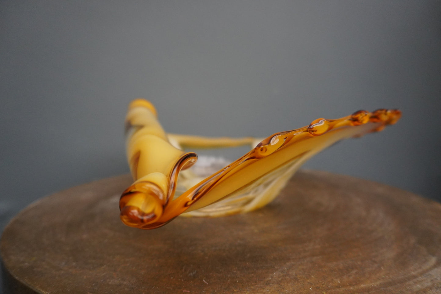 Oester schaal - transparant/oker, 40cm