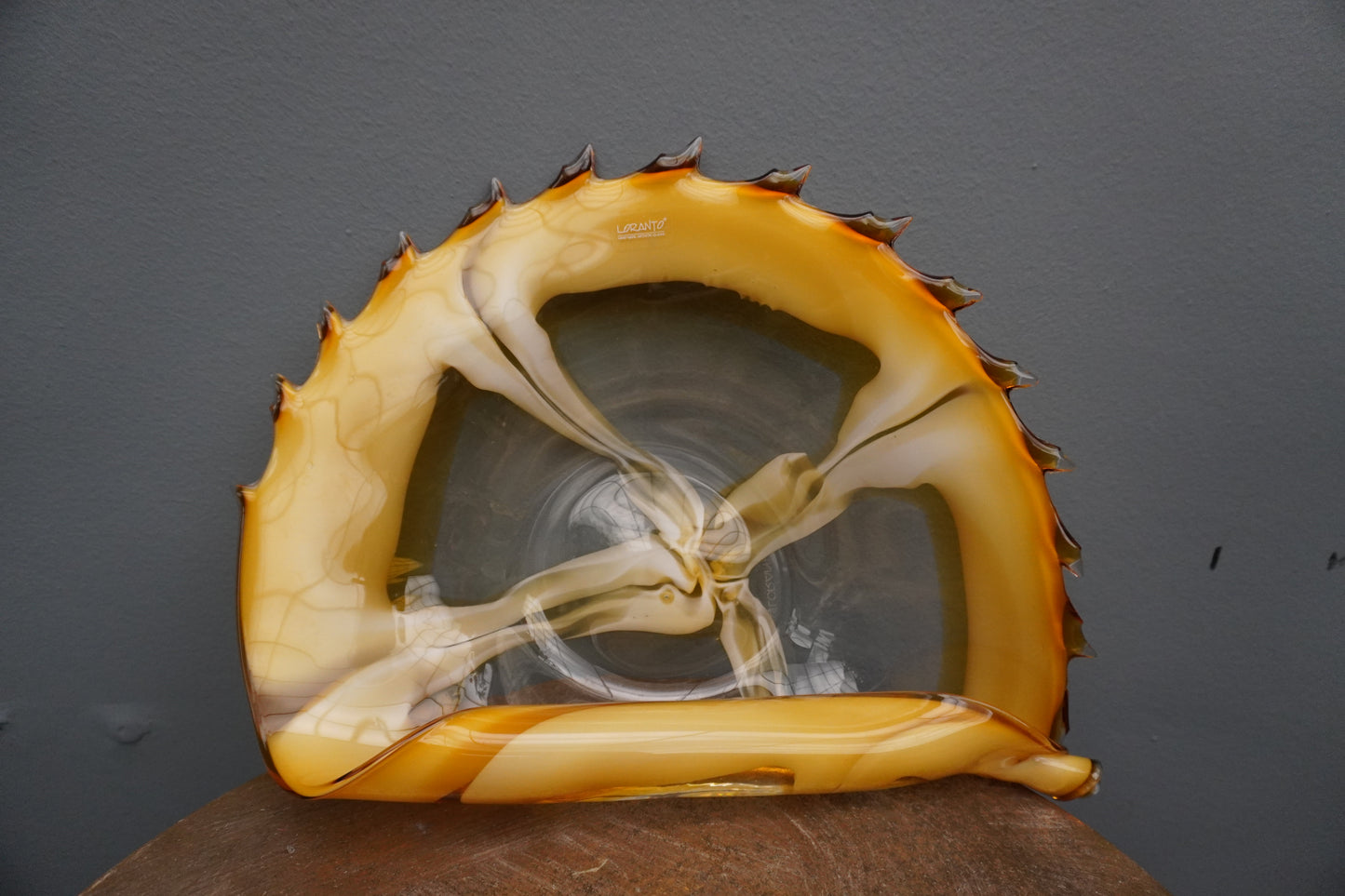 Oester schaal - transparant/oker, 40cm