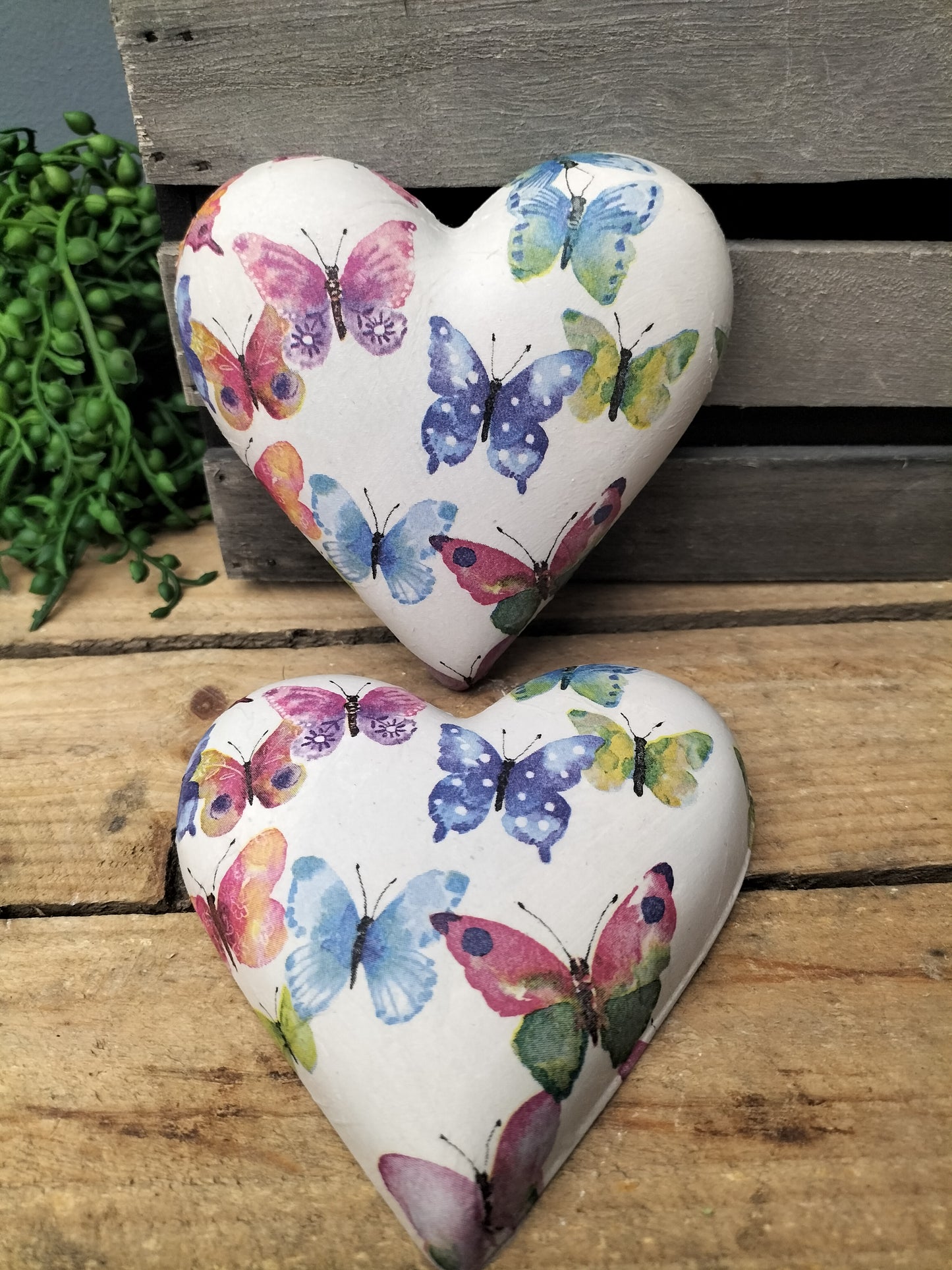 Decoupage hart - vlinders gekleurd